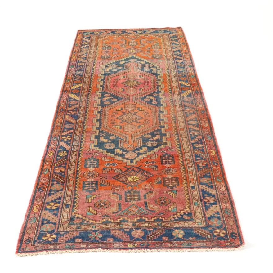 3'11 x 9'6 Hand-Knotted Northwest Persian Wide Runner, 1950s