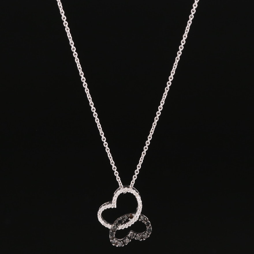 Sterling Silver Diamond Butterfly Pendant Necklace