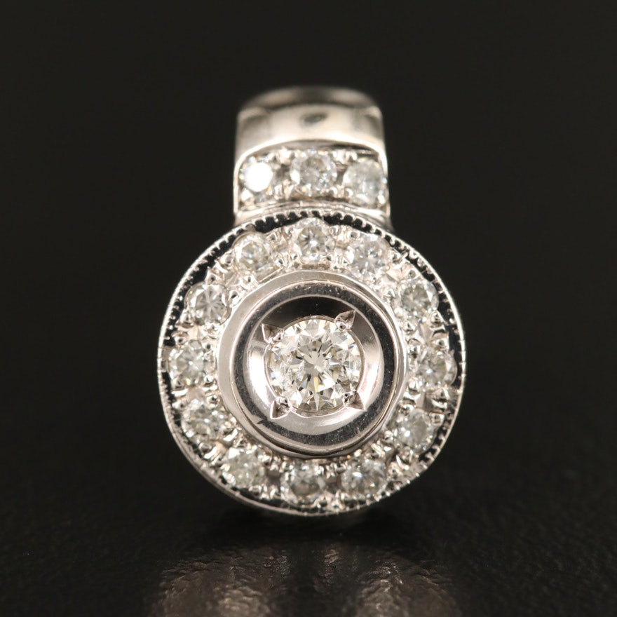 14K Diamond Halo Pendant