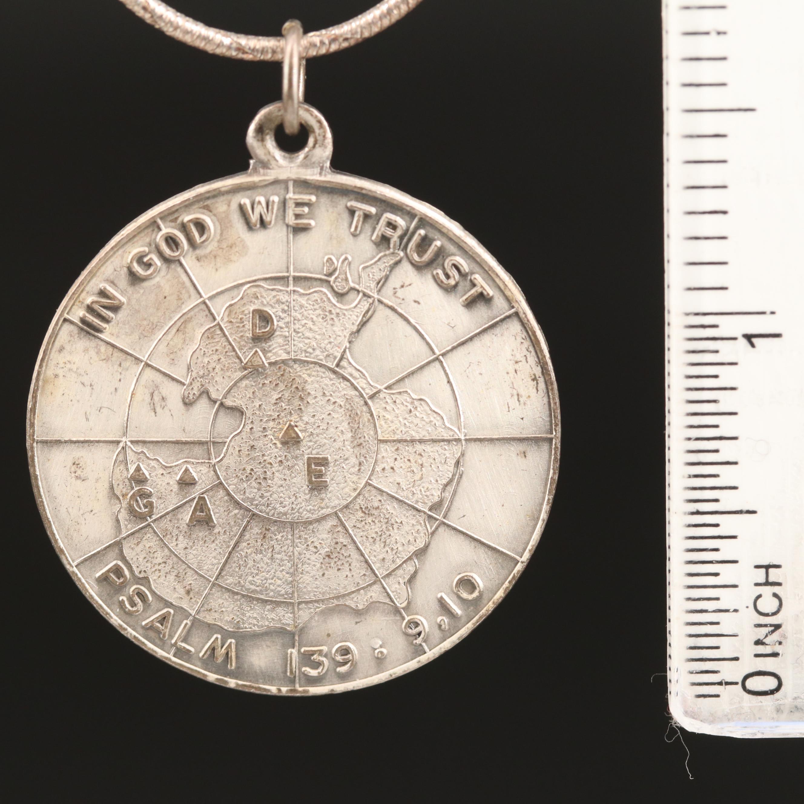 Vintage Sterling 'Operation Deepfreeze IV' Medallion Necklace