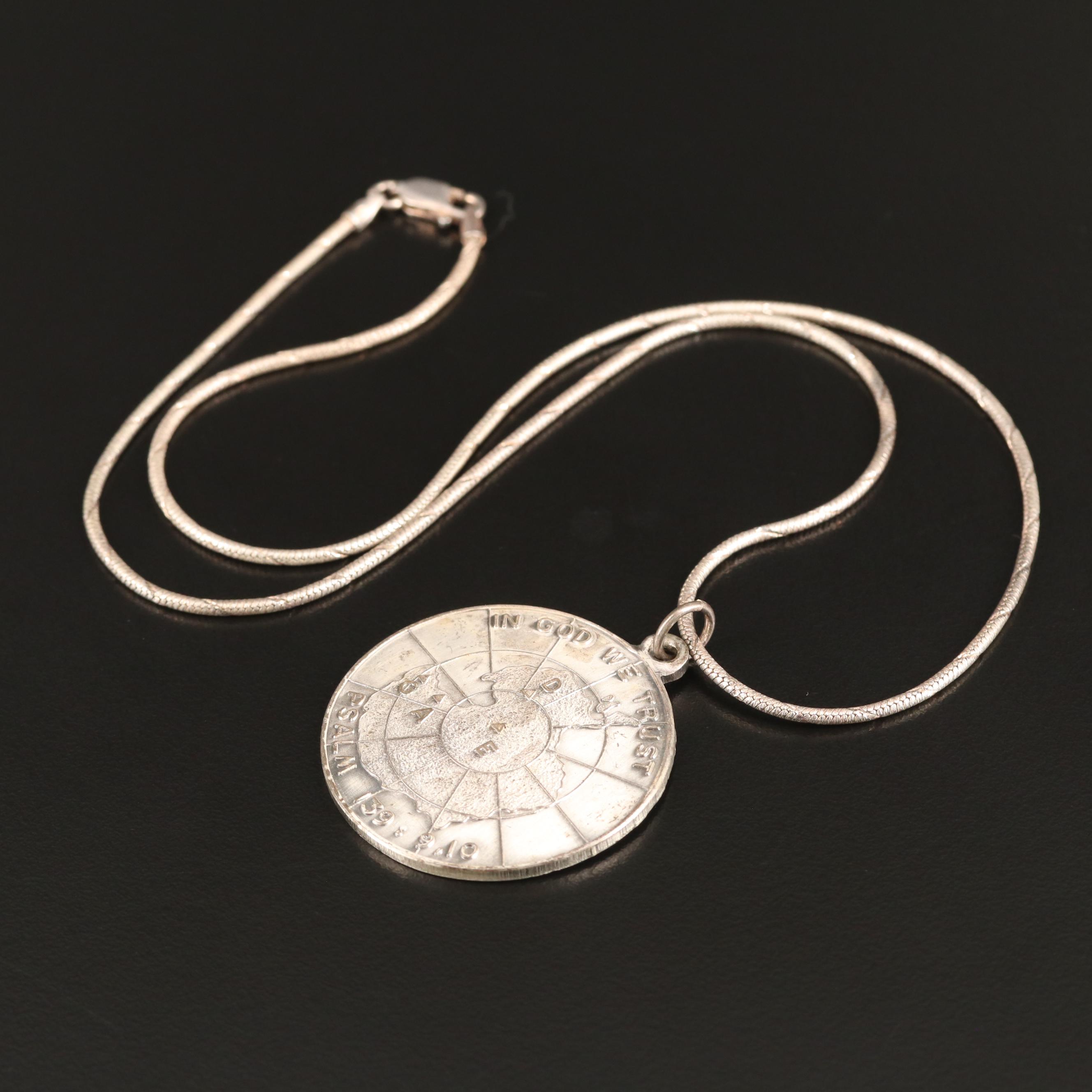 Vintage Sterling 'Operation Deepfreeze IV' Medallion Necklace