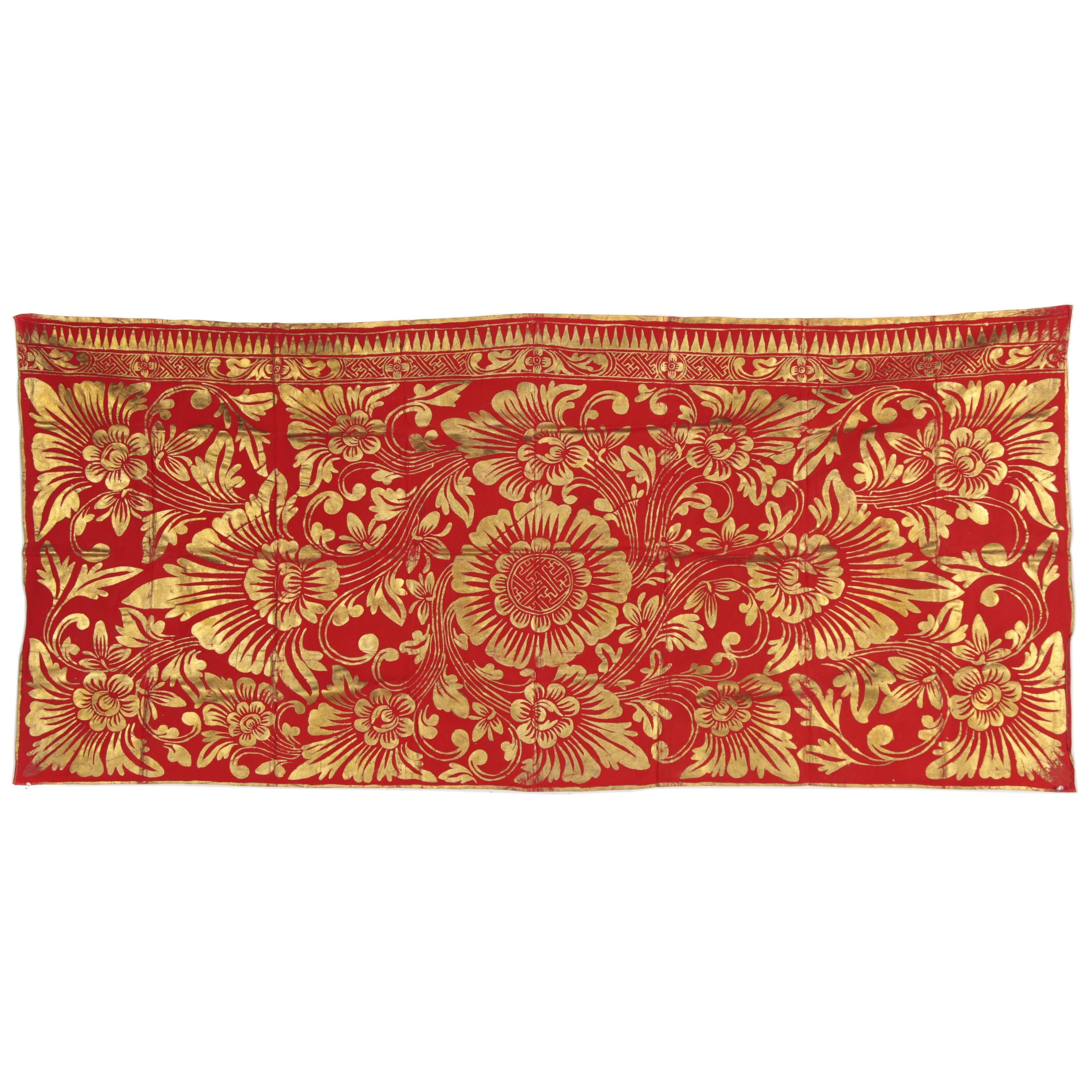 Balinese Gold-Tone Painted Prada Cloth, Late 20th Century