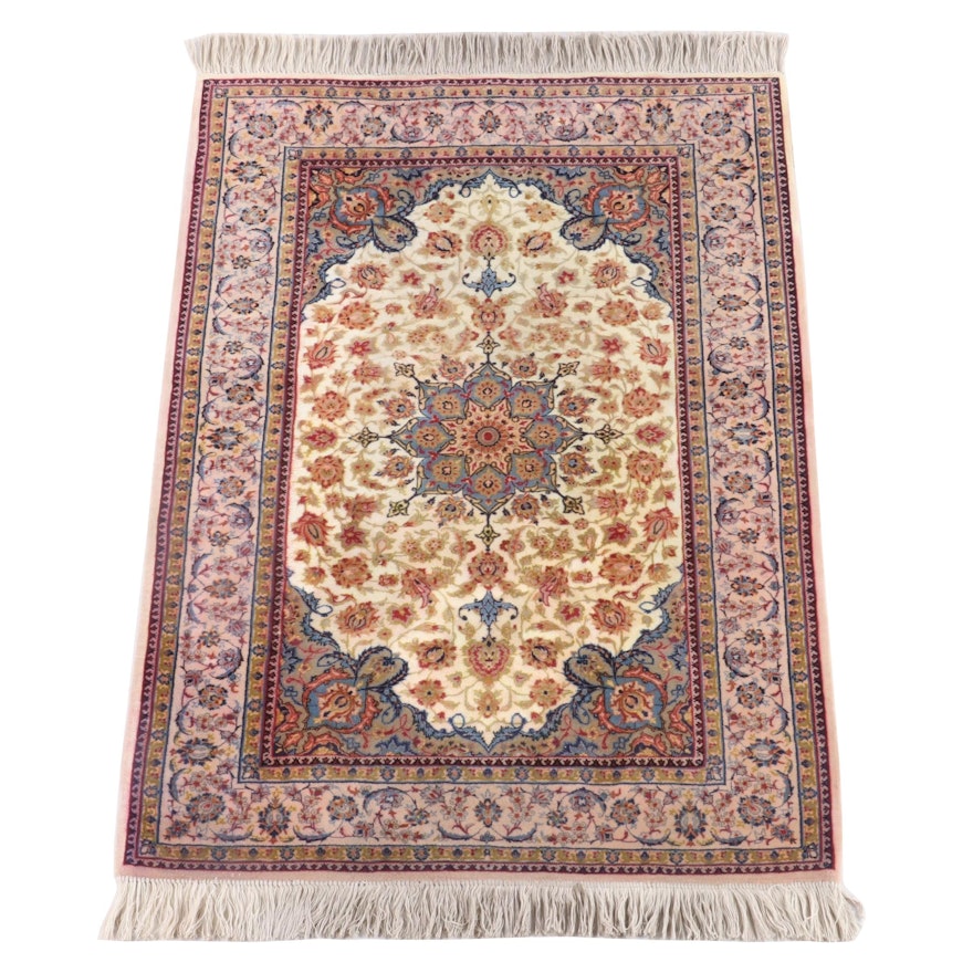 3'5 x 5'7 Hand-Knotted Persian Isfahan Wool Rug