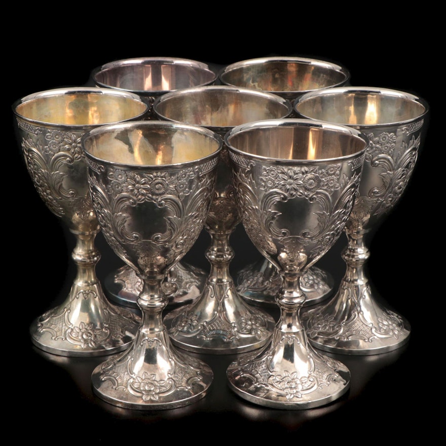 Corbell & Co. Rococo Revival Silver Plate Goblets, Mid-20th Century