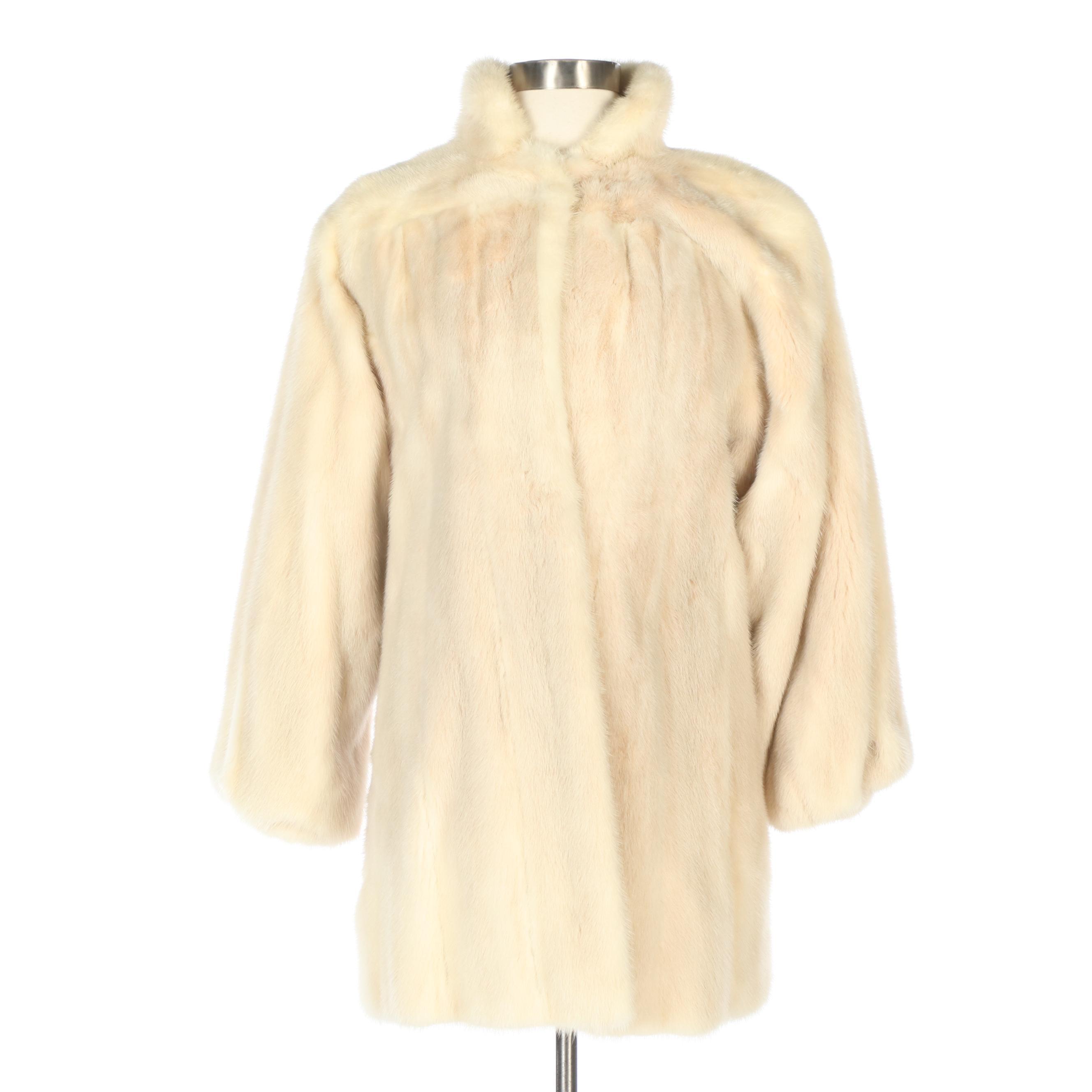 Thomas E. McElroy Mink Fur Swing Coat with Banded Cuffs