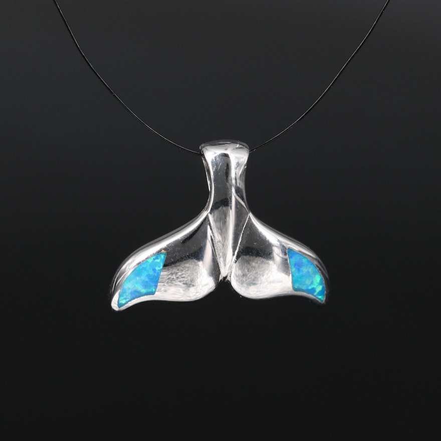 Sterling Silver Whale Fin Opal Pendant