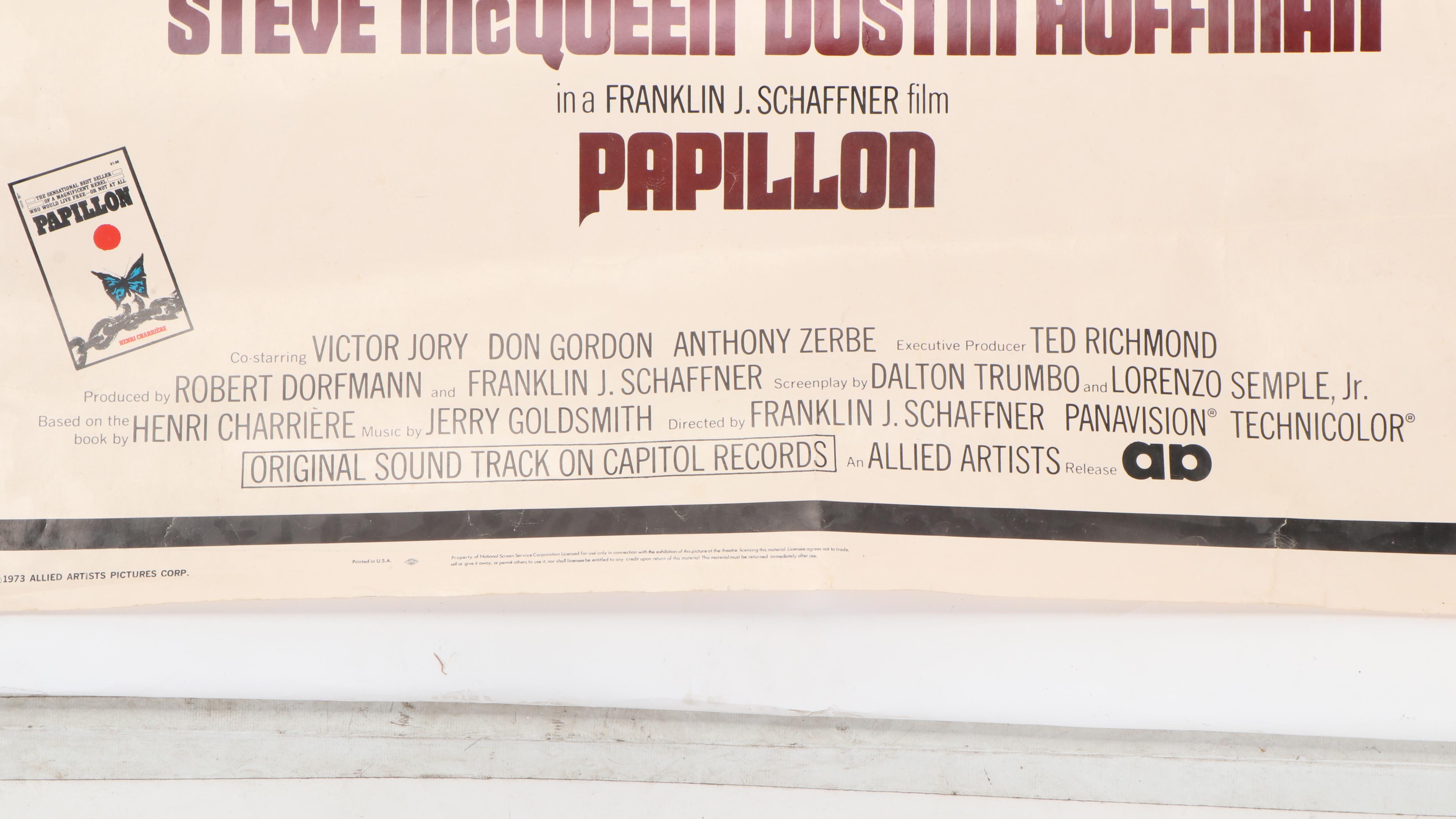 "Papillon" Movie Poster Featuring Steve McQueen and Dustin Hoffman, 1973