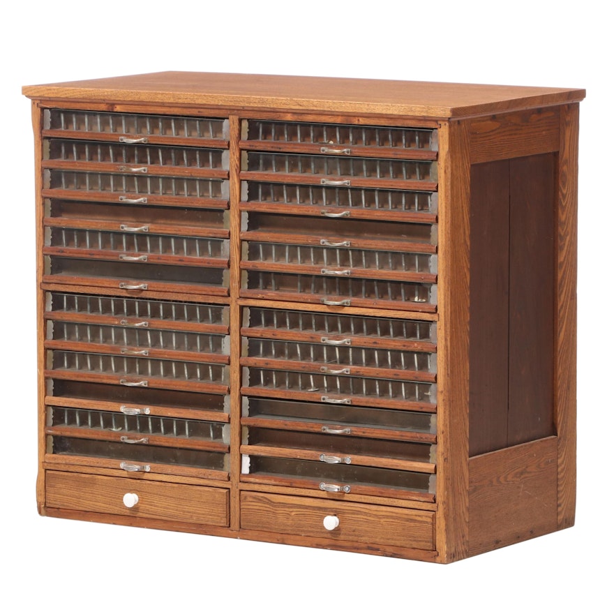 Brainerd and Armstrong Company Oak Spool Cabinet, Late 19th/ Early 20th Century