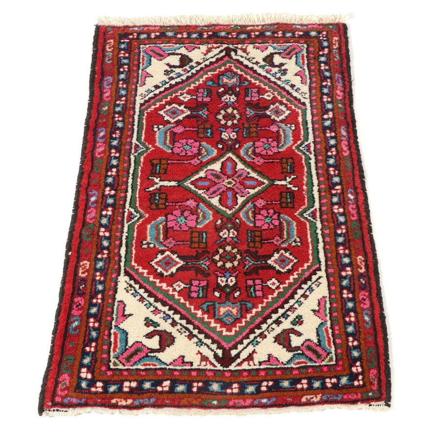 2'2 x 3'2 Hand-Knotted Persian Zanjan Accent Rug, 1980s