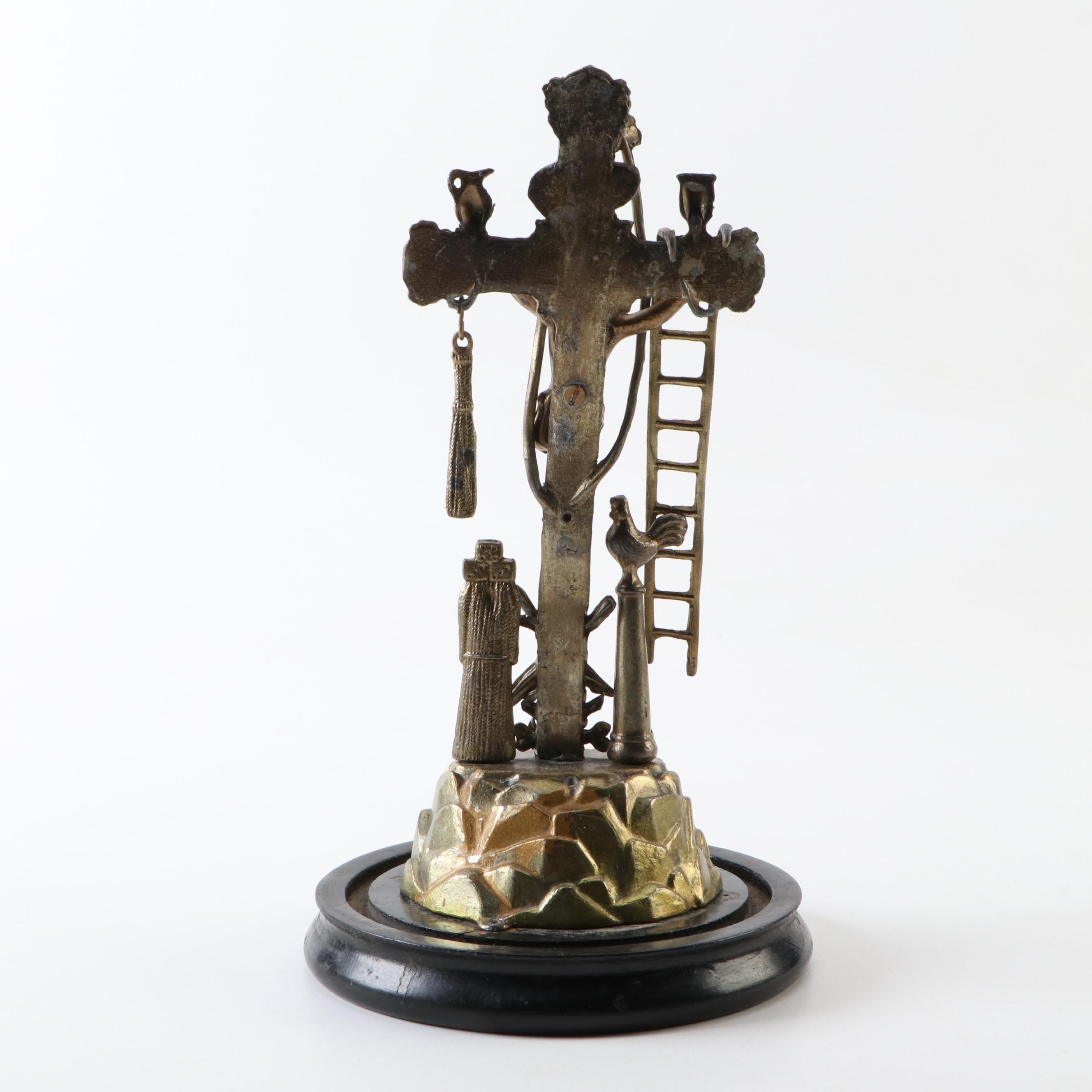 Arma Christi Instruments of Passion Crucifix with Base and Cloche