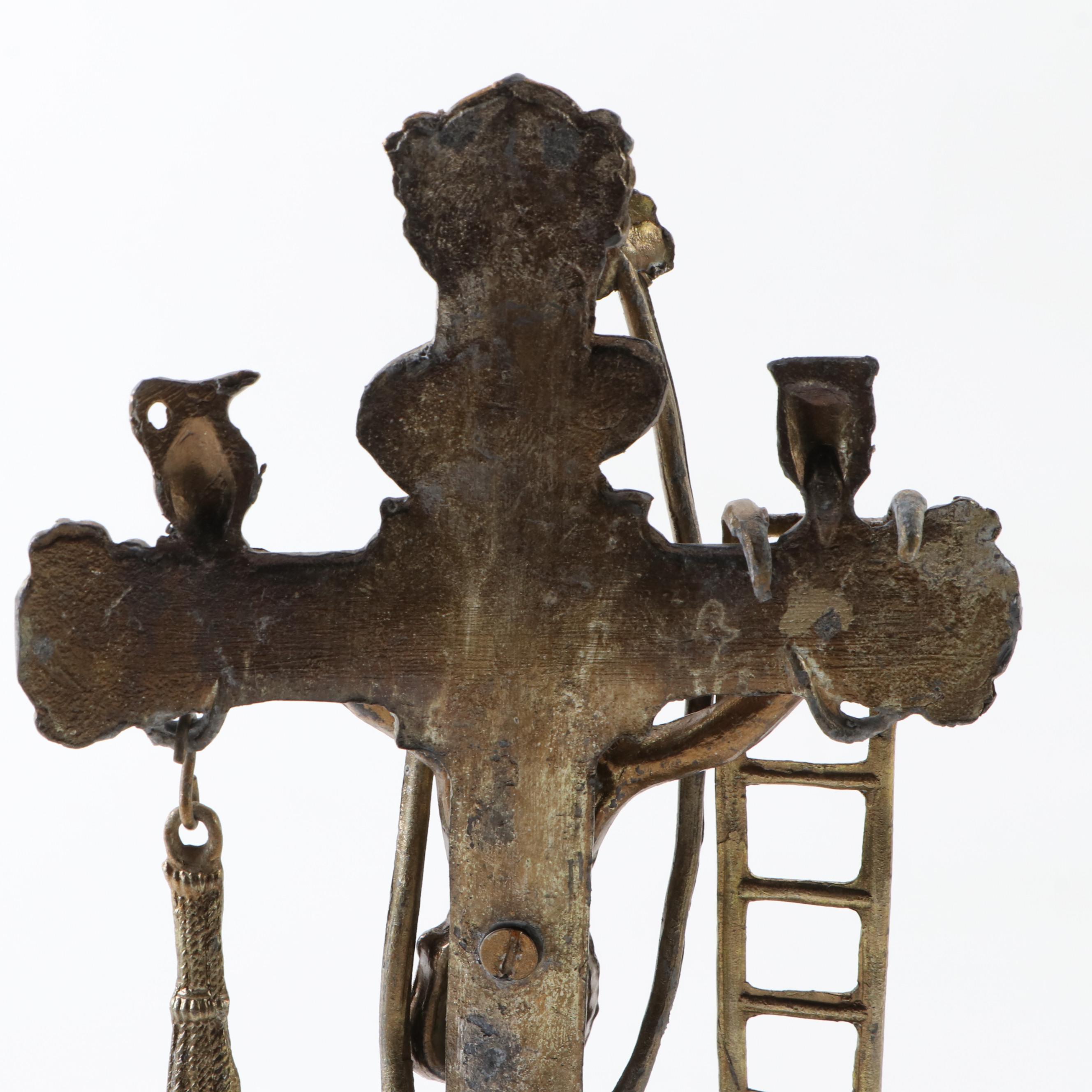 Arma Christi Instruments of Passion Crucifix with Base and Cloche