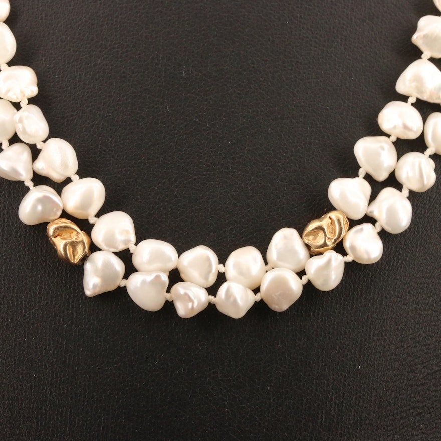 Baroque Pearl Continuous Necklace with 14K Accent Beads