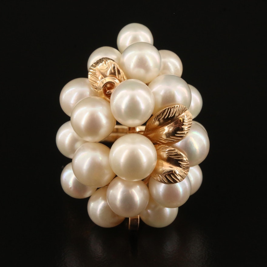 14K Semi-Baroque Pearl Grape Cluster Ring