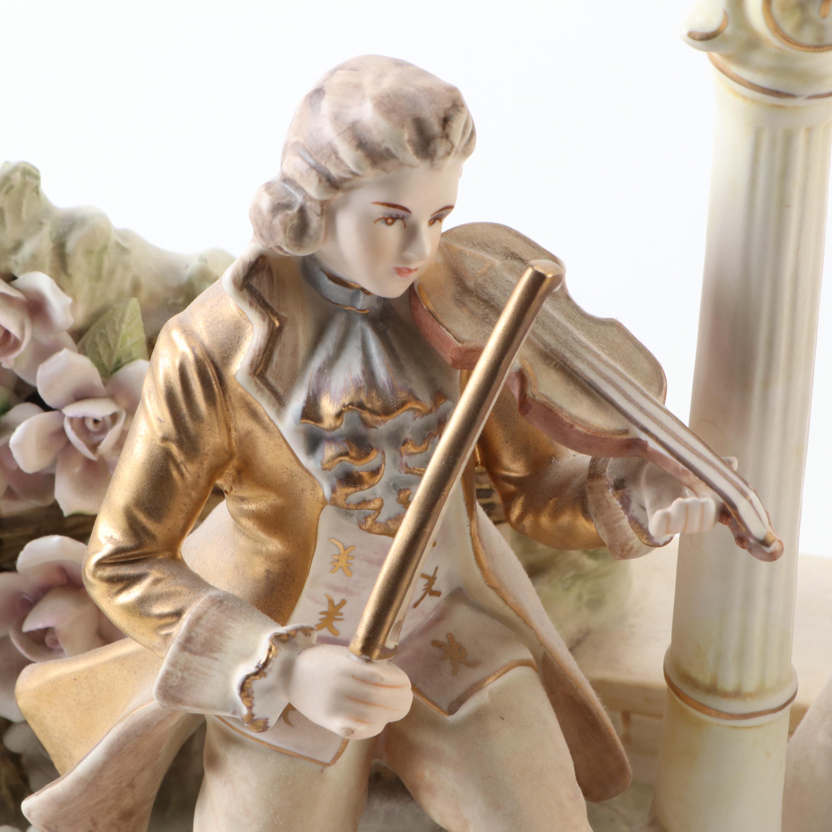 Ardalt Artware French Rococo Style Porcelain Music Box, Mid-20th Century