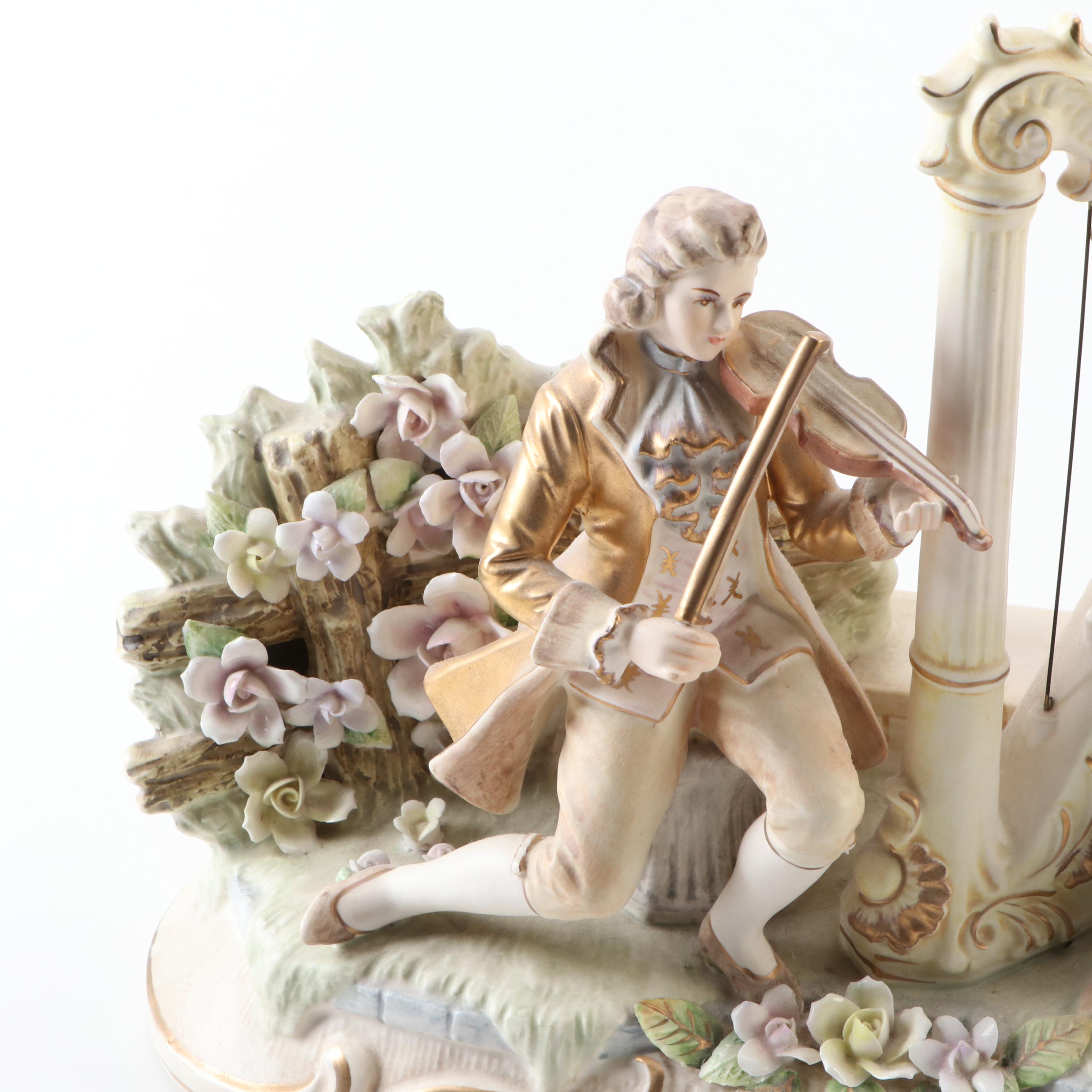 Ardalt Artware French Rococo Style Porcelain Music Box, Mid-20th Century