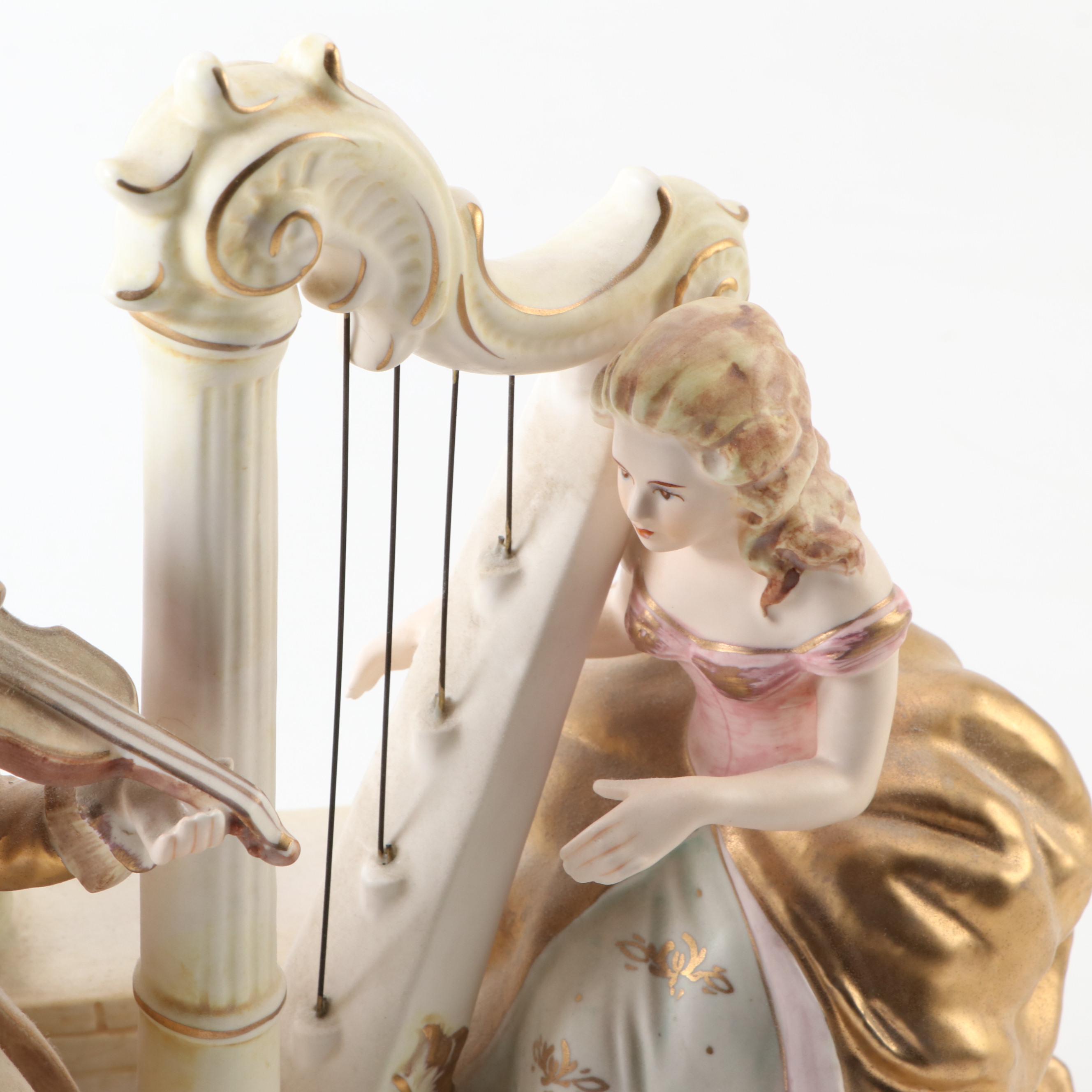 Ardalt Artware French Rococo Style Porcelain Music Box, Mid-20th Century