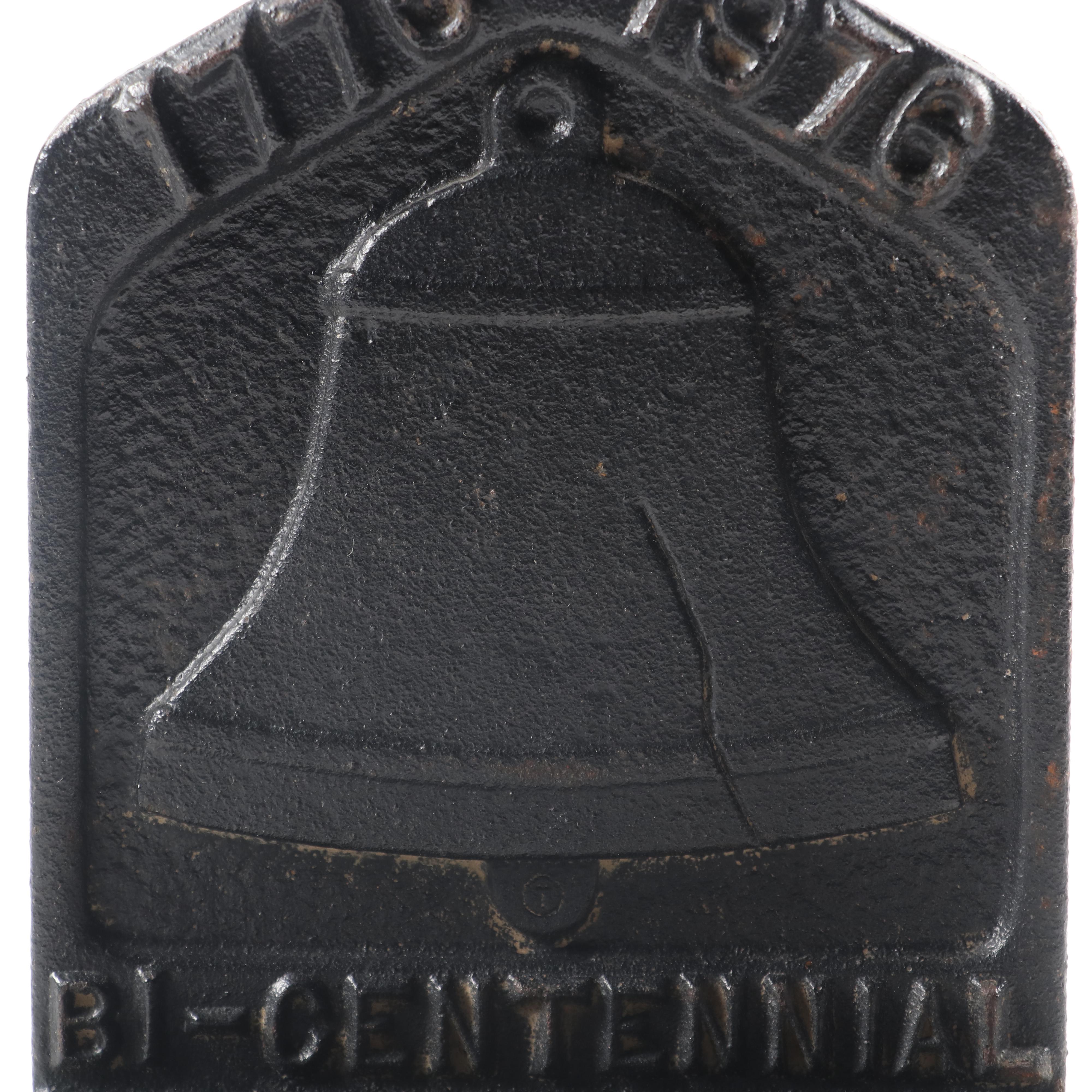 Tiffin, Ohio Bicentennial Cast Iron Liberty Bell Bookends, 1976