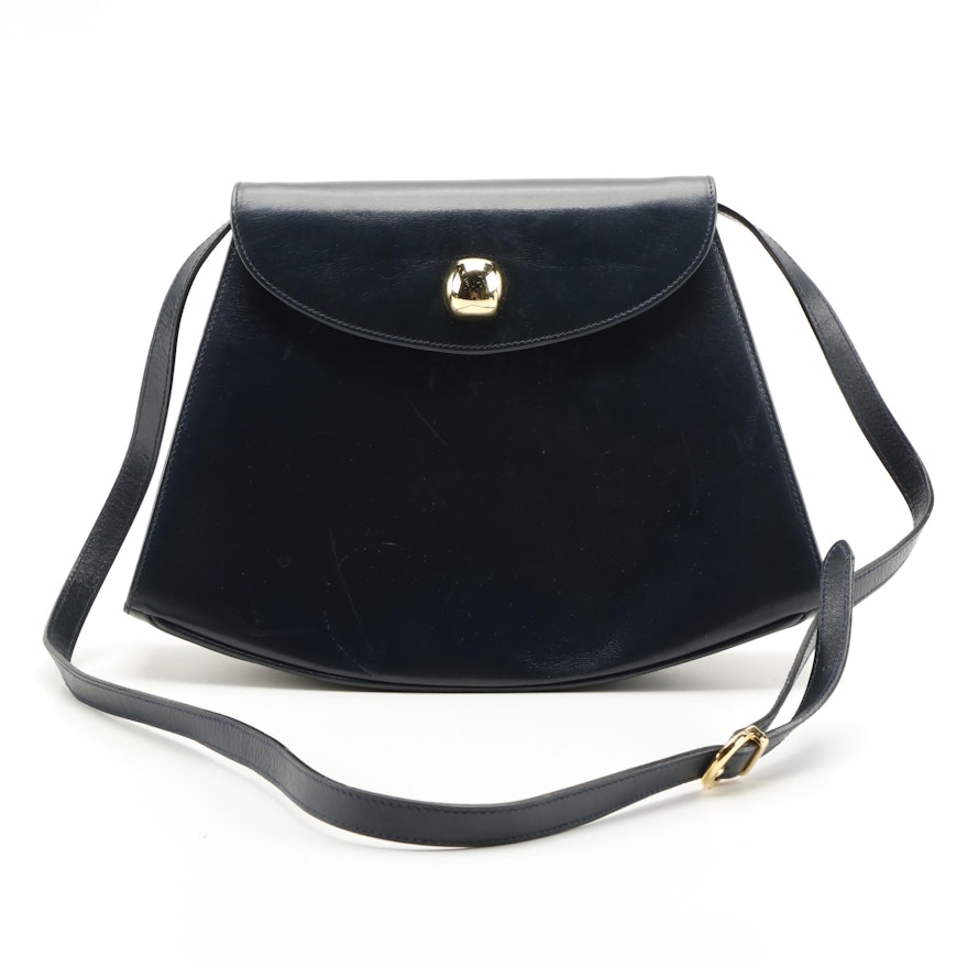 Salvatore Ferragamo Navy Leather Shoulder Bag