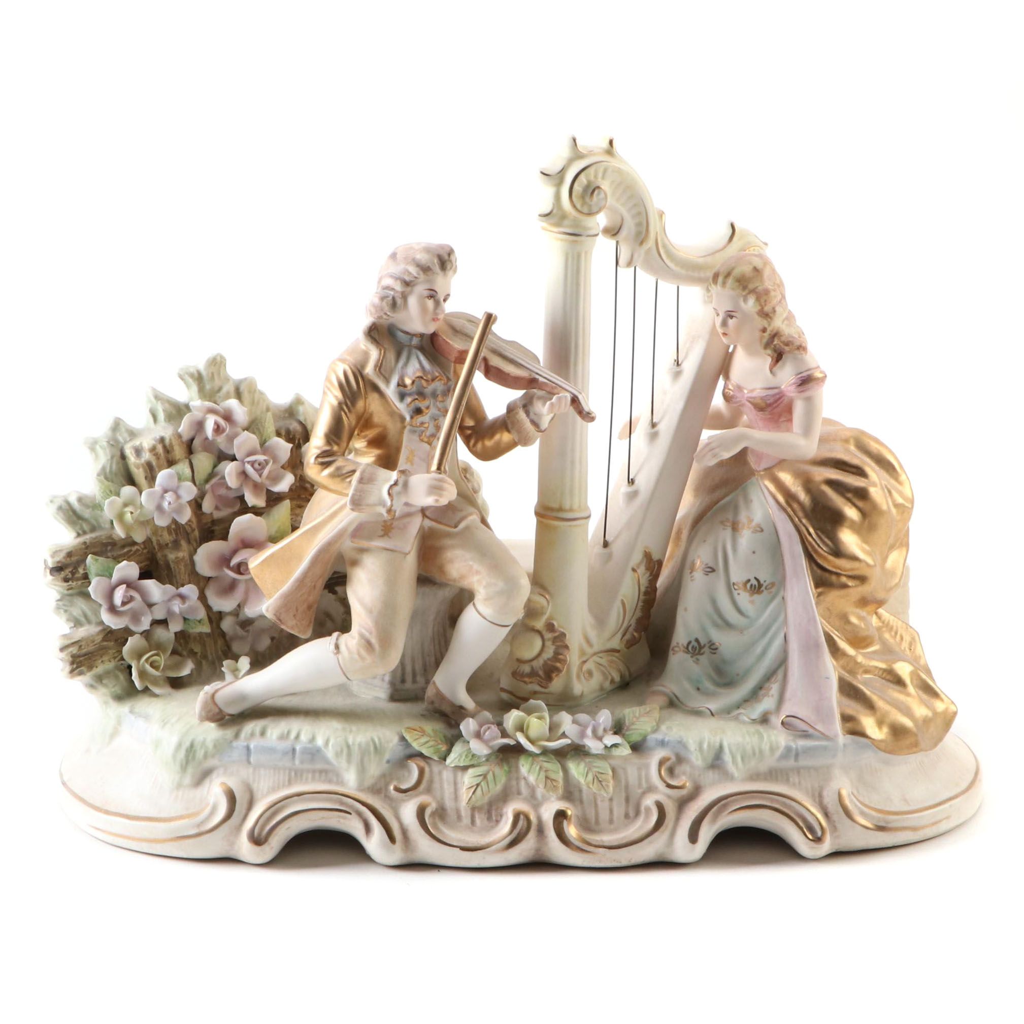 Ardalt Artware French Rococo Style Porcelain Music Box, Mid-20th Century