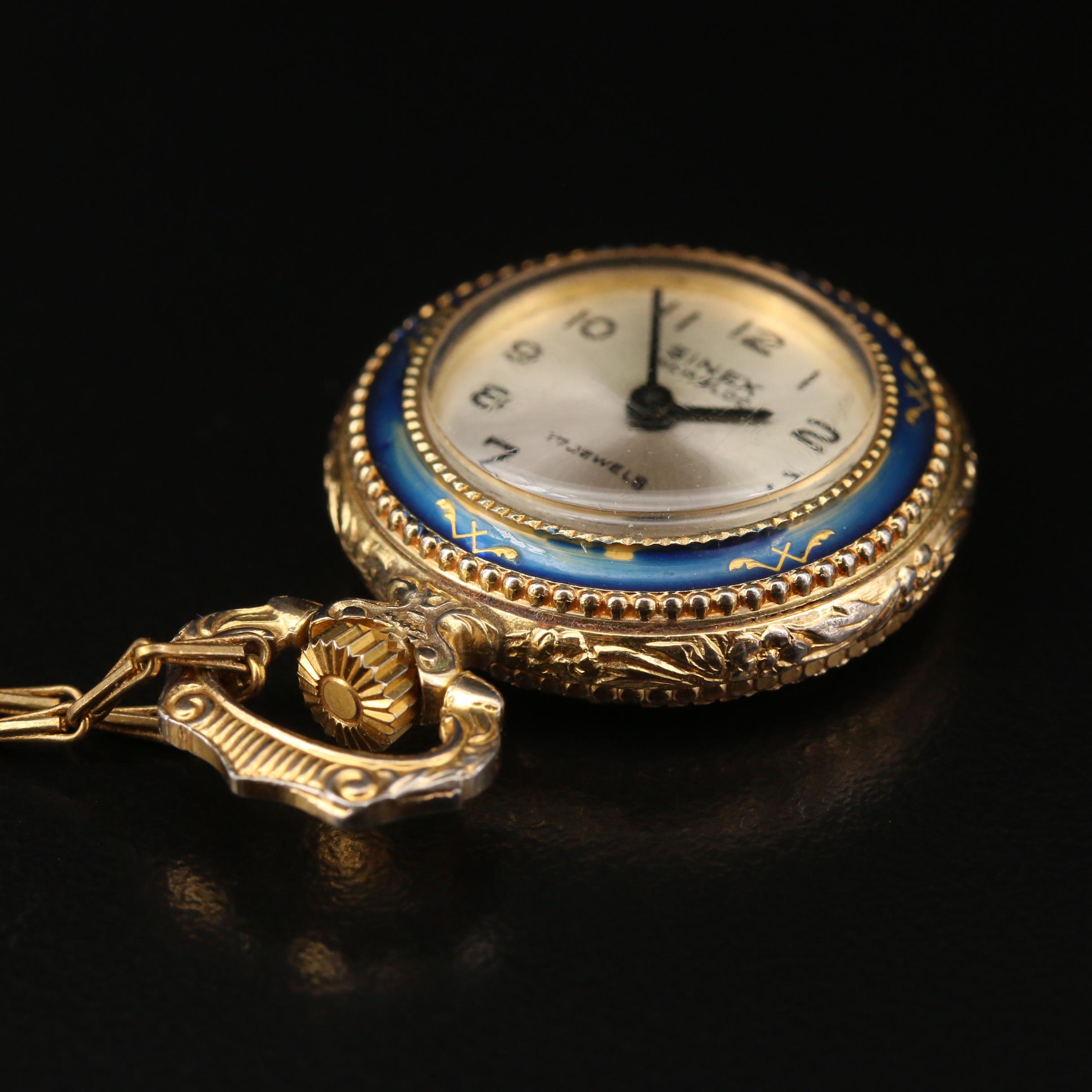 Vintage Sinex Gold Tone Stem Wind Pendant Watch