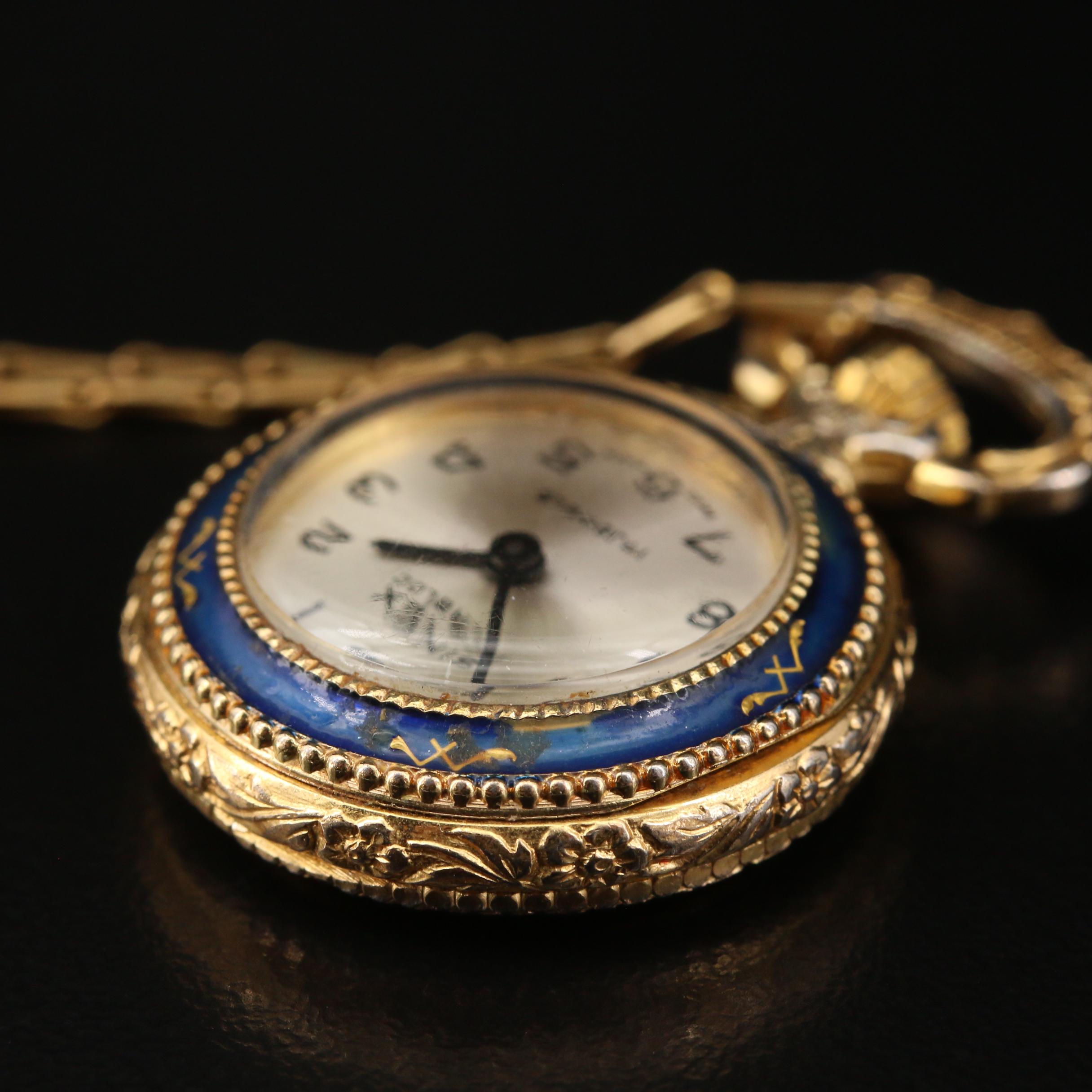 Vintage Sinex Gold Tone Stem Wind Pendant Watch