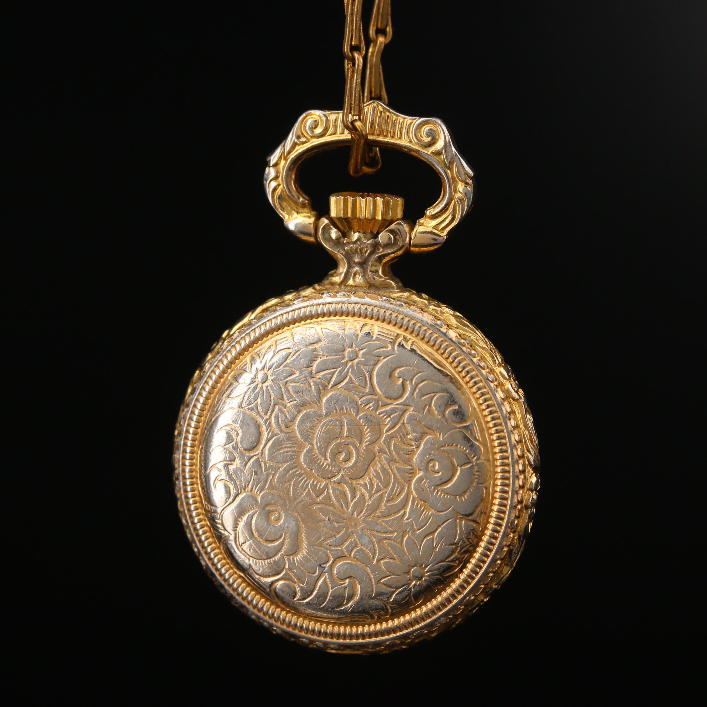 Vintage Sinex Gold Tone Stem Wind Pendant Watch