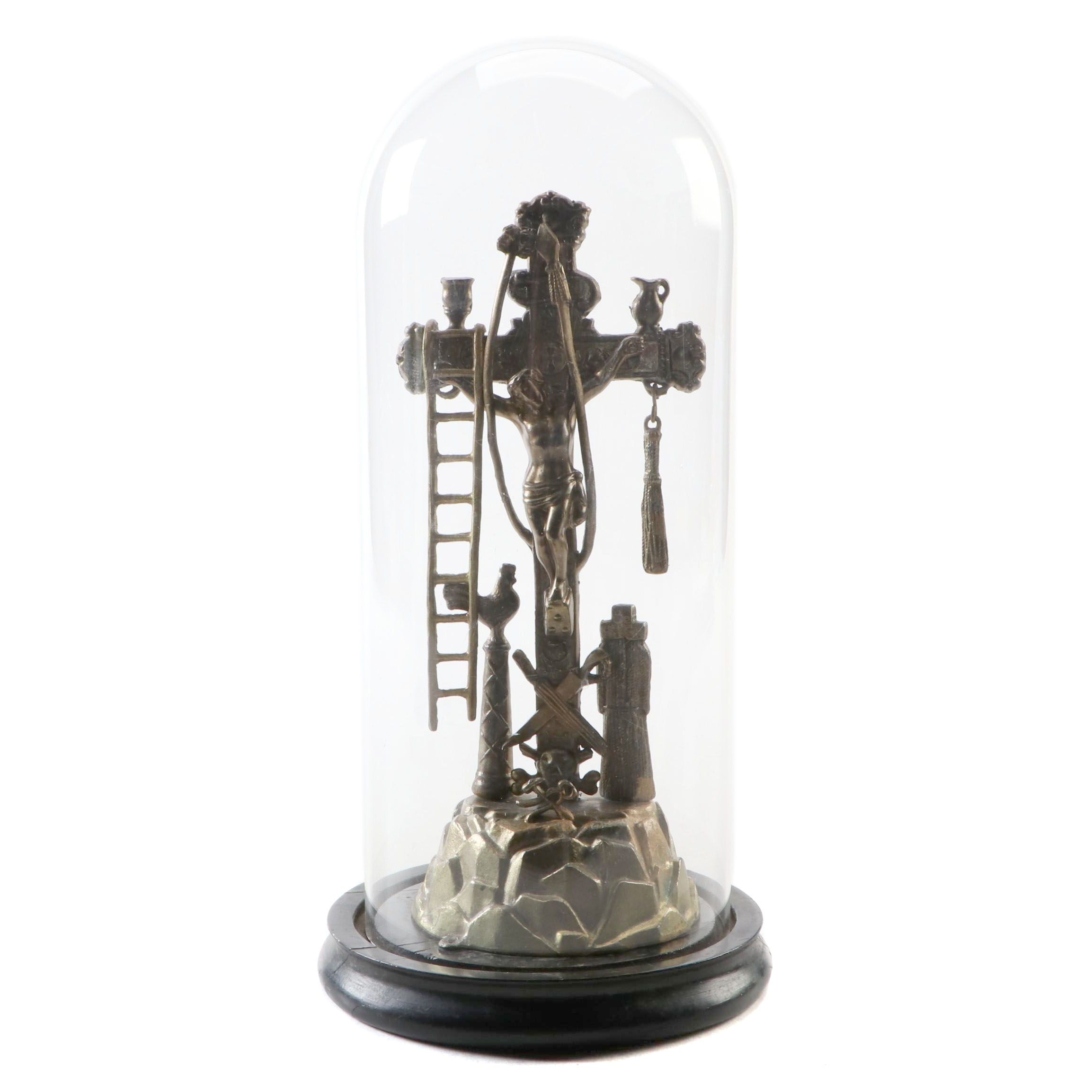 Arma Christi Instruments of Passion Crucifix with Base and Cloche