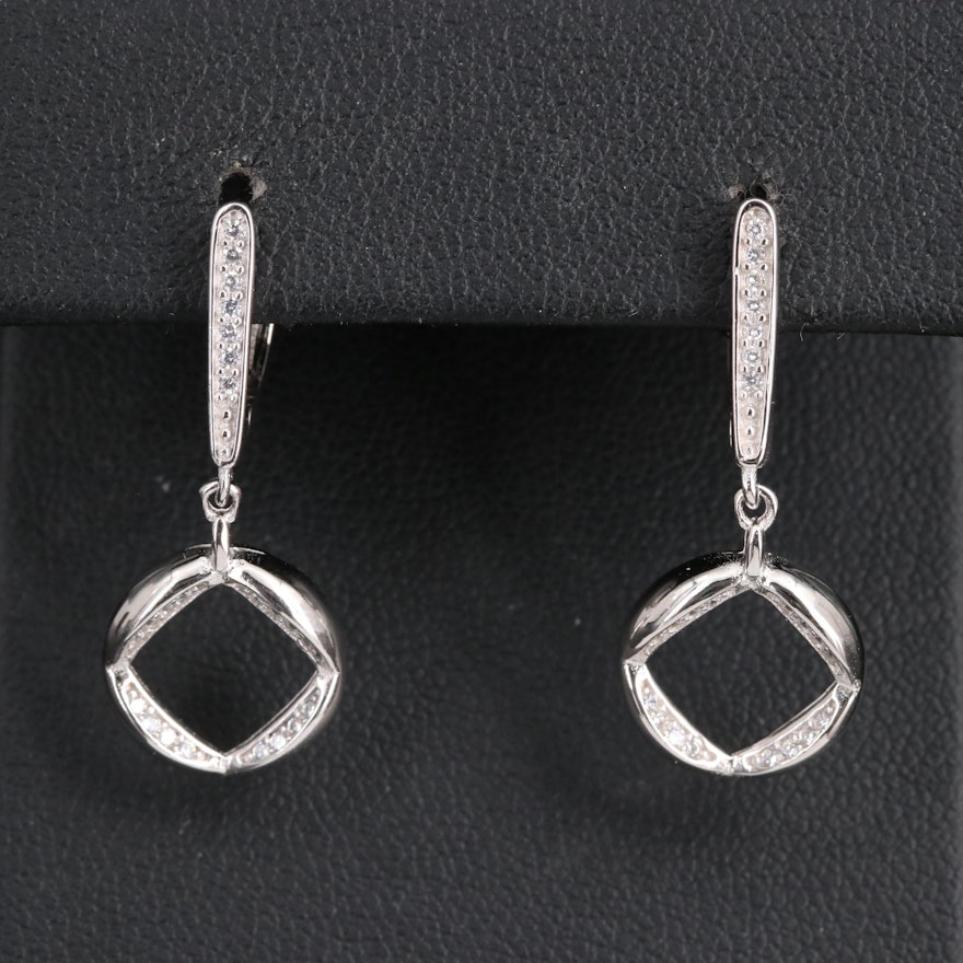 Sterling Cubic Zirconia Hoop Dangle Earrings