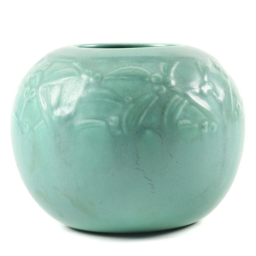 Rookwood Pottery Green Matte Glaze Production Rose Bowl, 1938