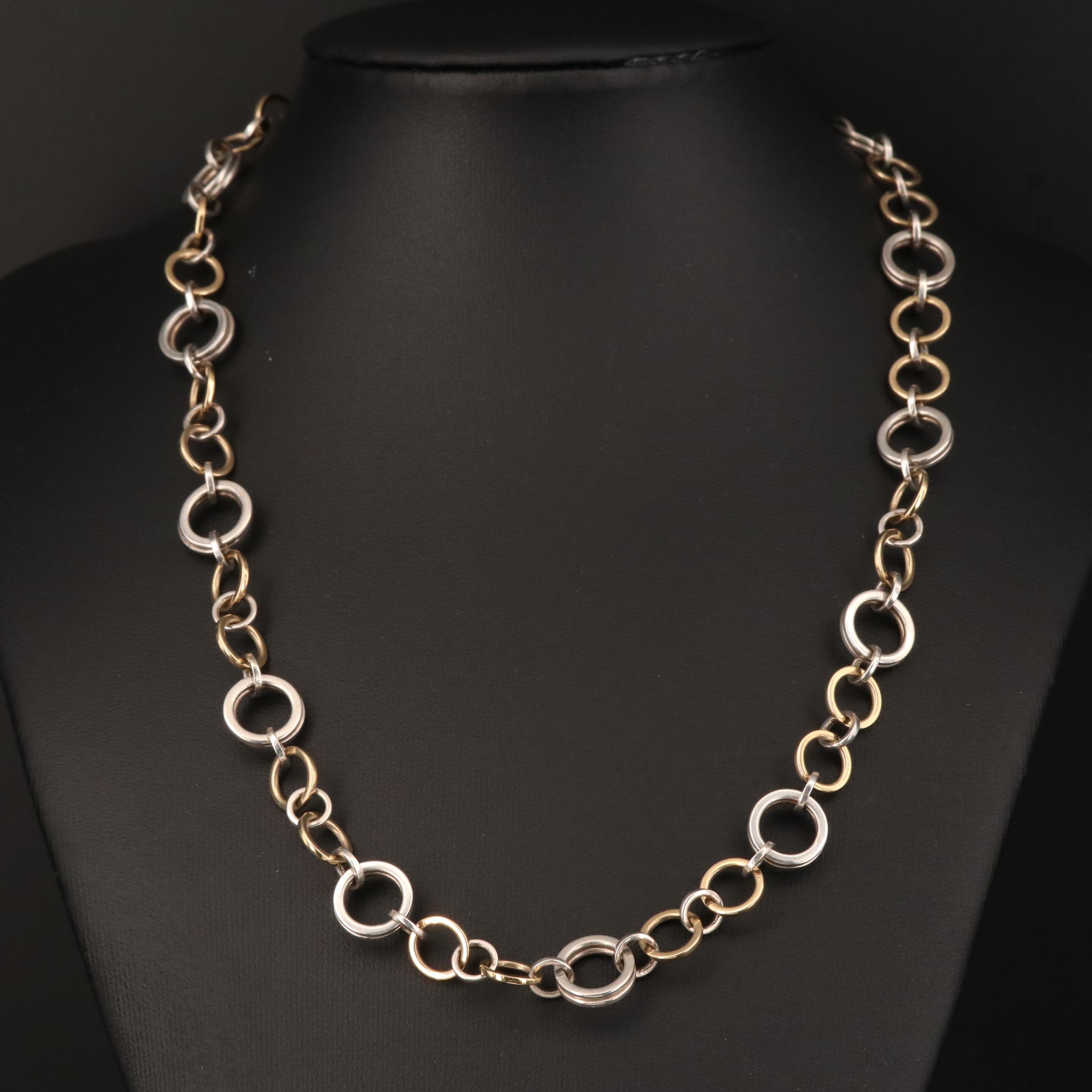 Tiffany & Co. 18K and Sterling Silver Circle Link Necklace