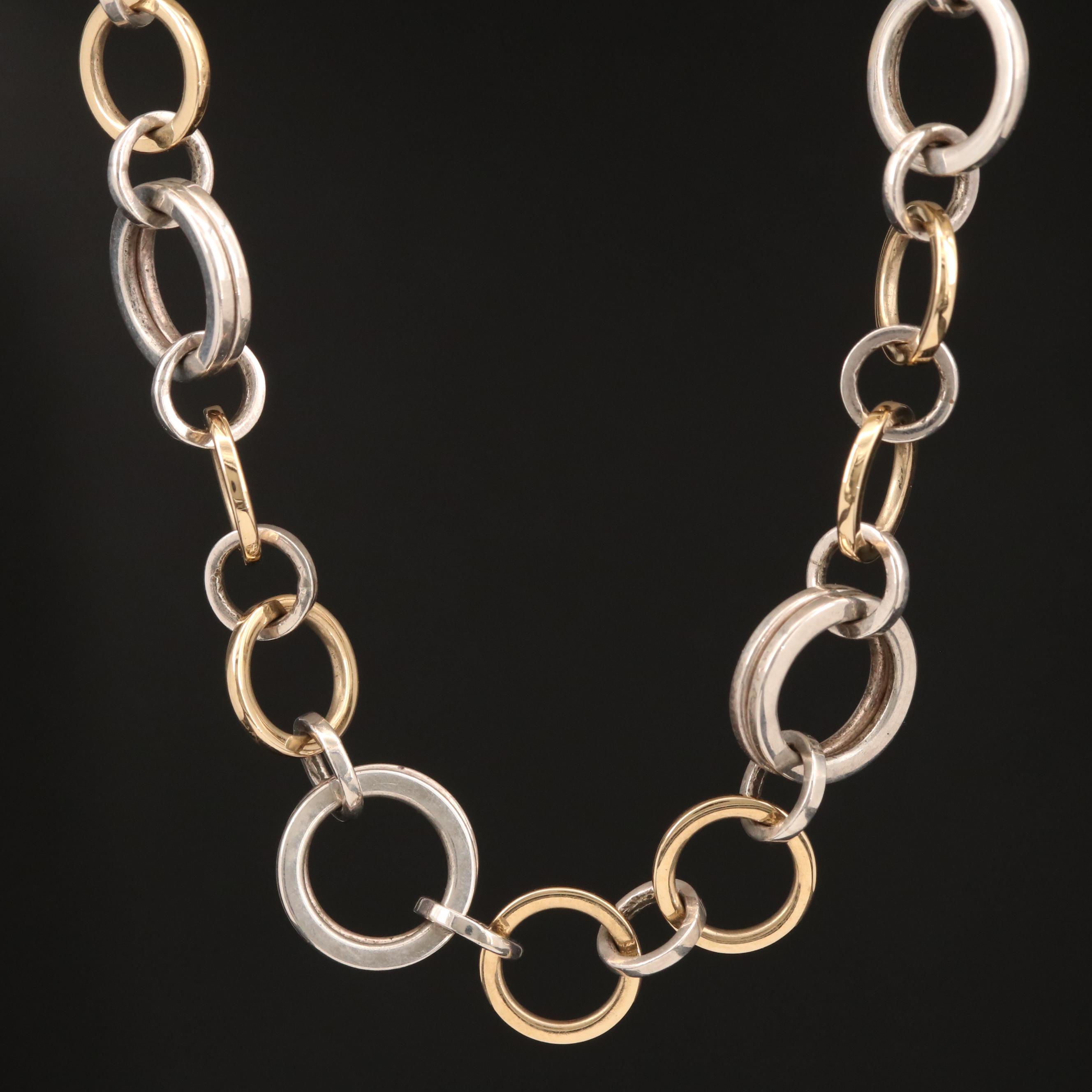 Tiffany & Co. 18K and Sterling Silver Circle Link Necklace