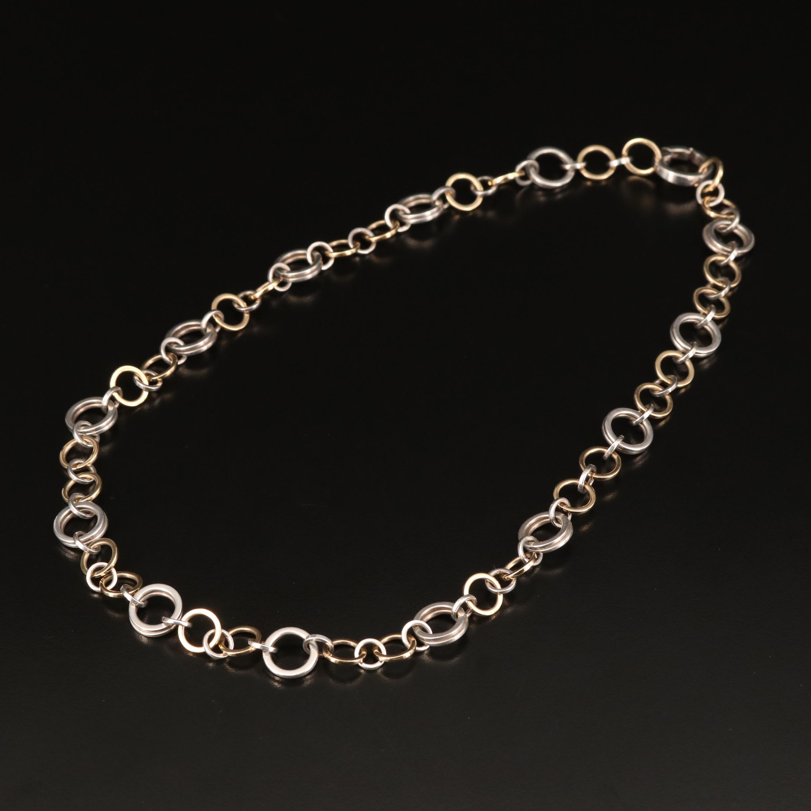 Tiffany & Co. 18K and Sterling Silver Circle Link Necklace