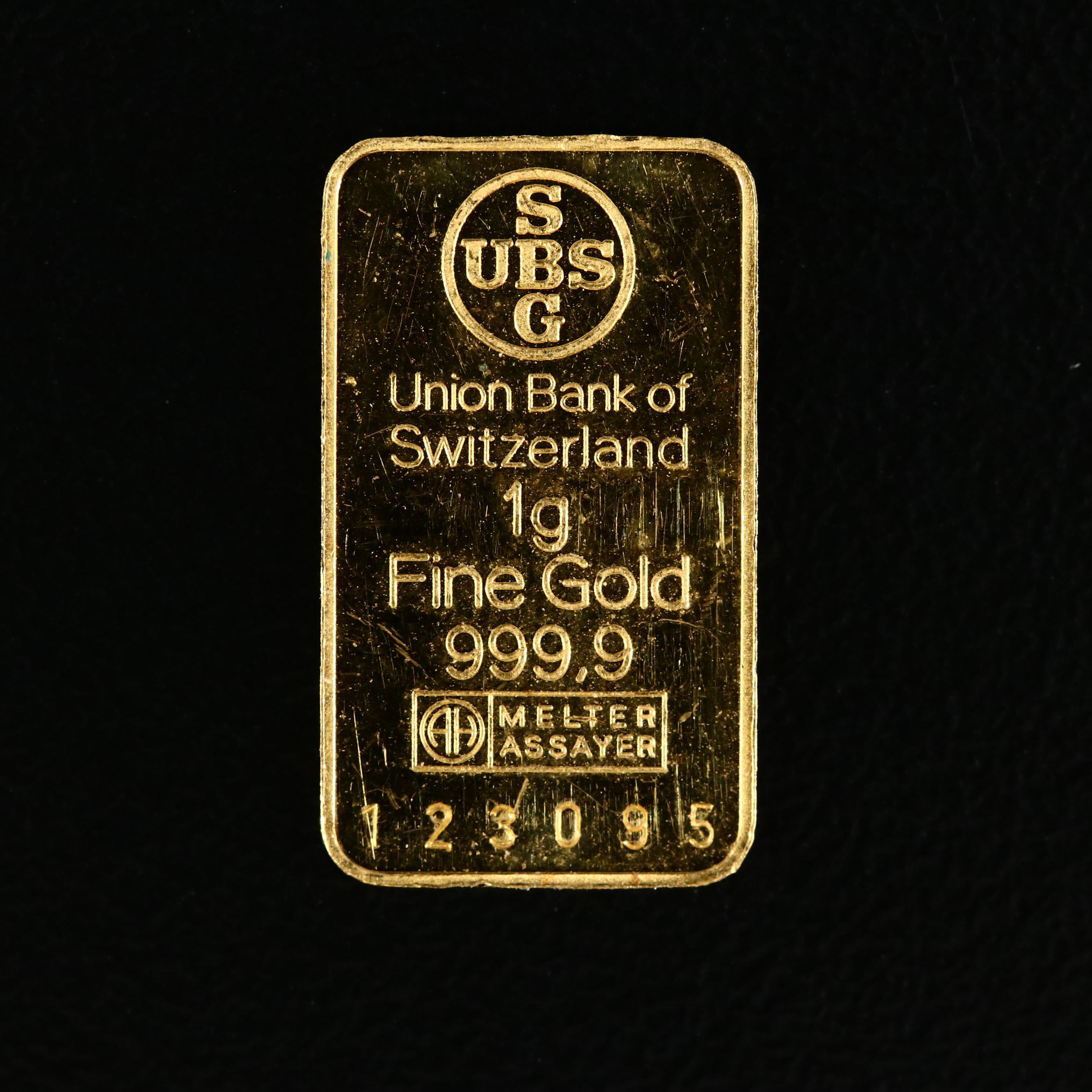 Union Bank of Switzerland 1 Gram .999 Fine Gold Ingots