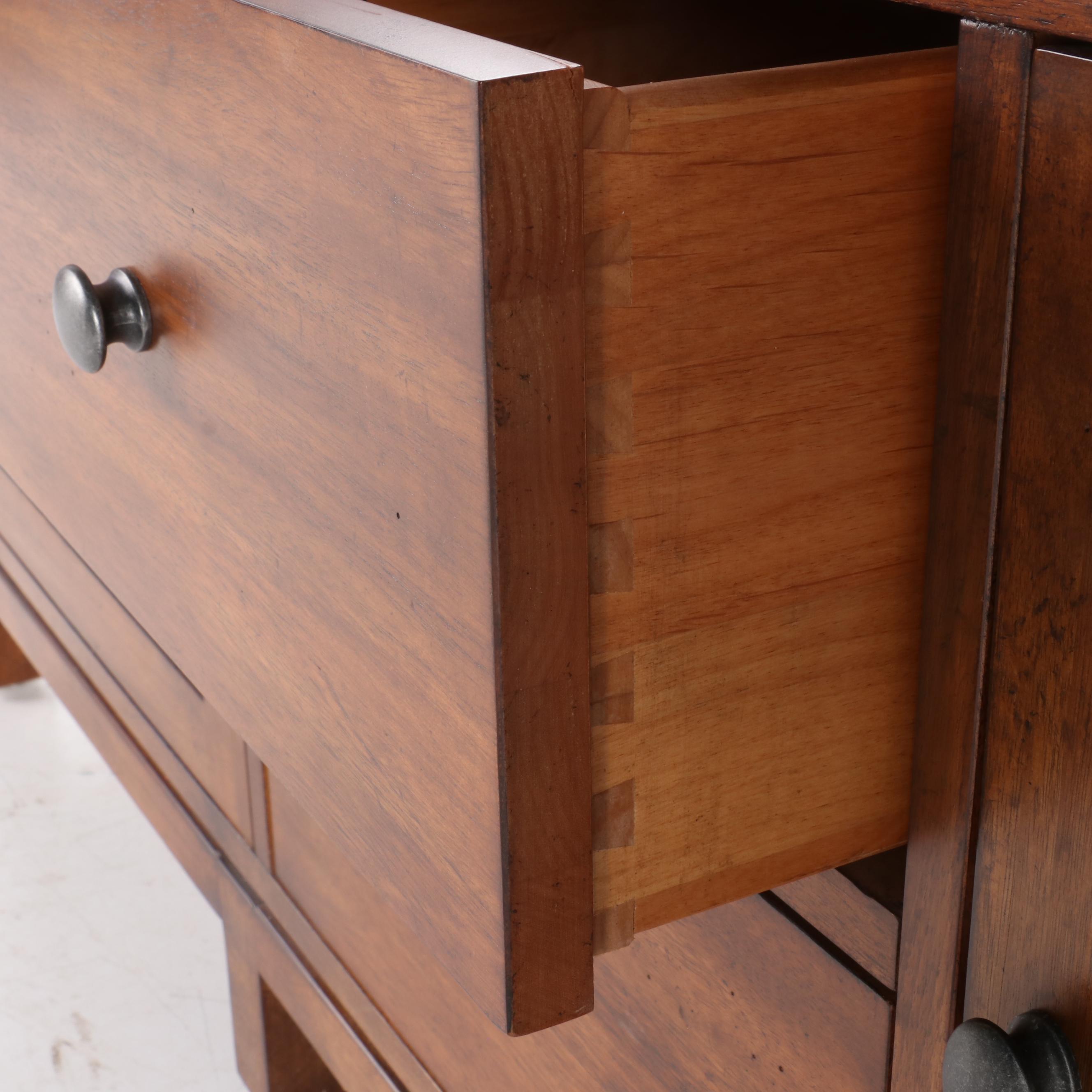 Ethan Allen Contemporary Walnut Media Console with Back Panel