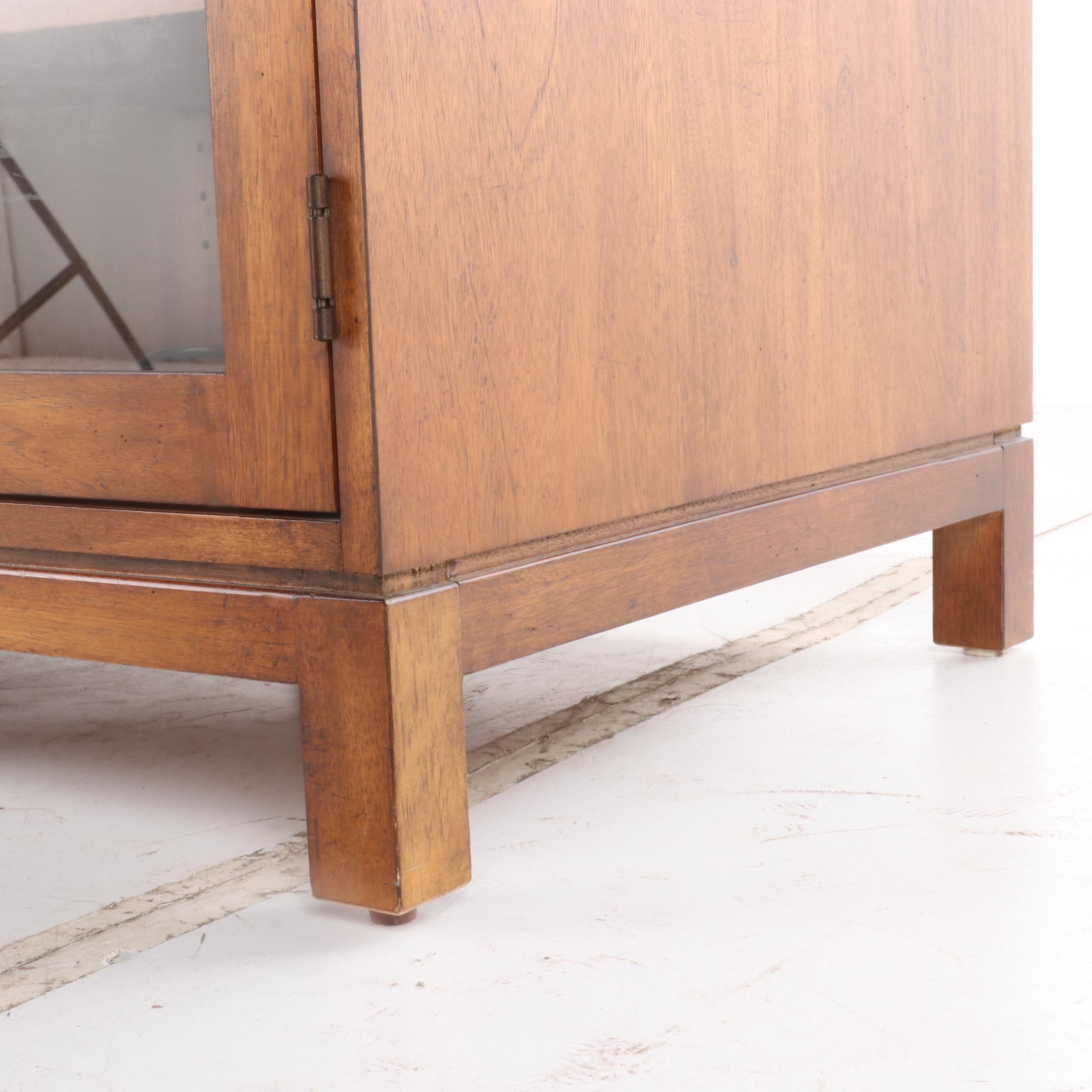 Ethan Allen Contemporary Walnut Media Console with Back Panel