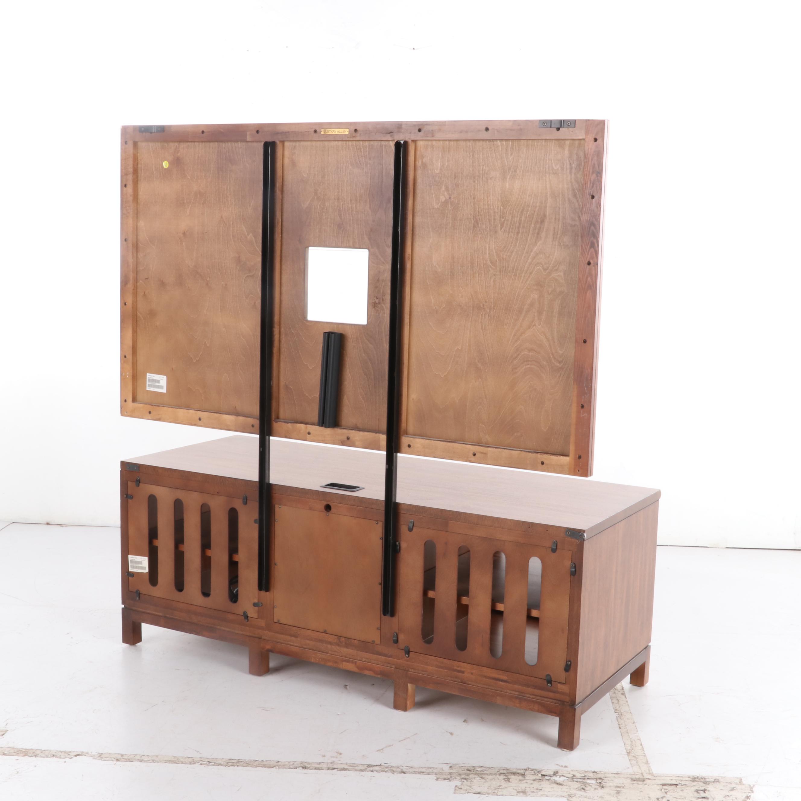 Ethan Allen Contemporary Walnut Media Console with Back Panel