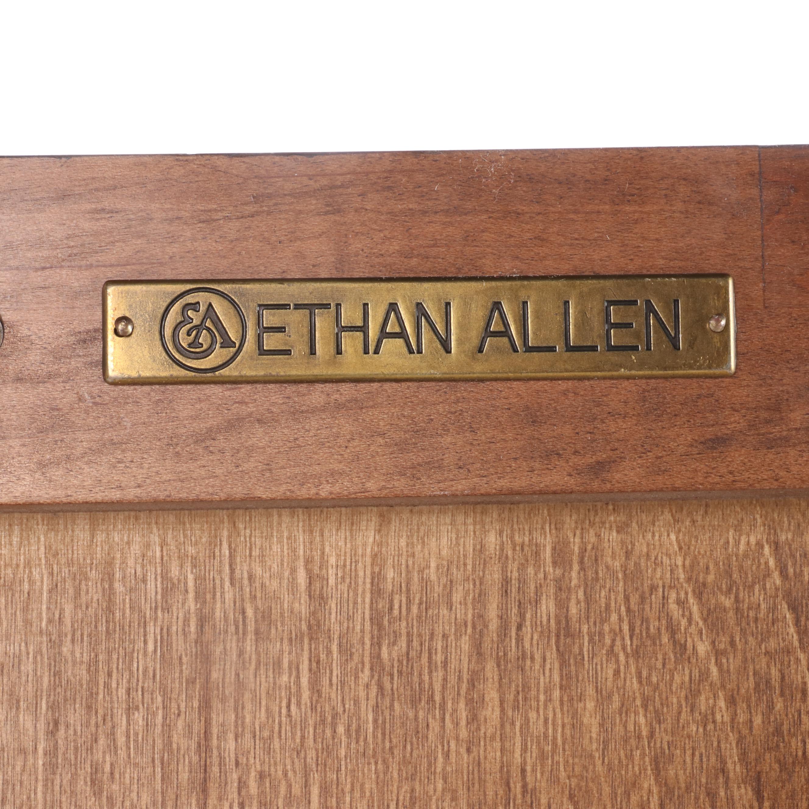 Ethan Allen Contemporary Walnut Media Console with Back Panel