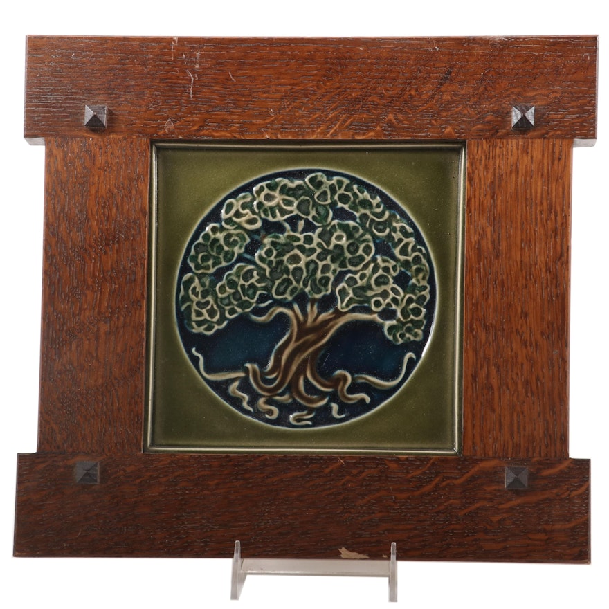 Rookwood Pottery "Tree of Life" Tile in Oak Prairie Style Frame, 2013