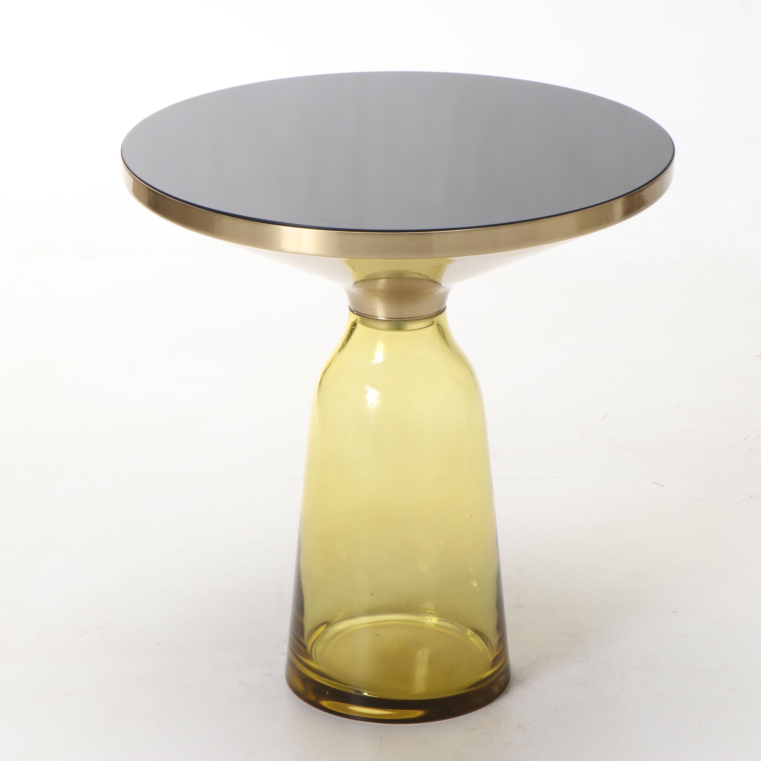 Modern Brass and Glass Side Table