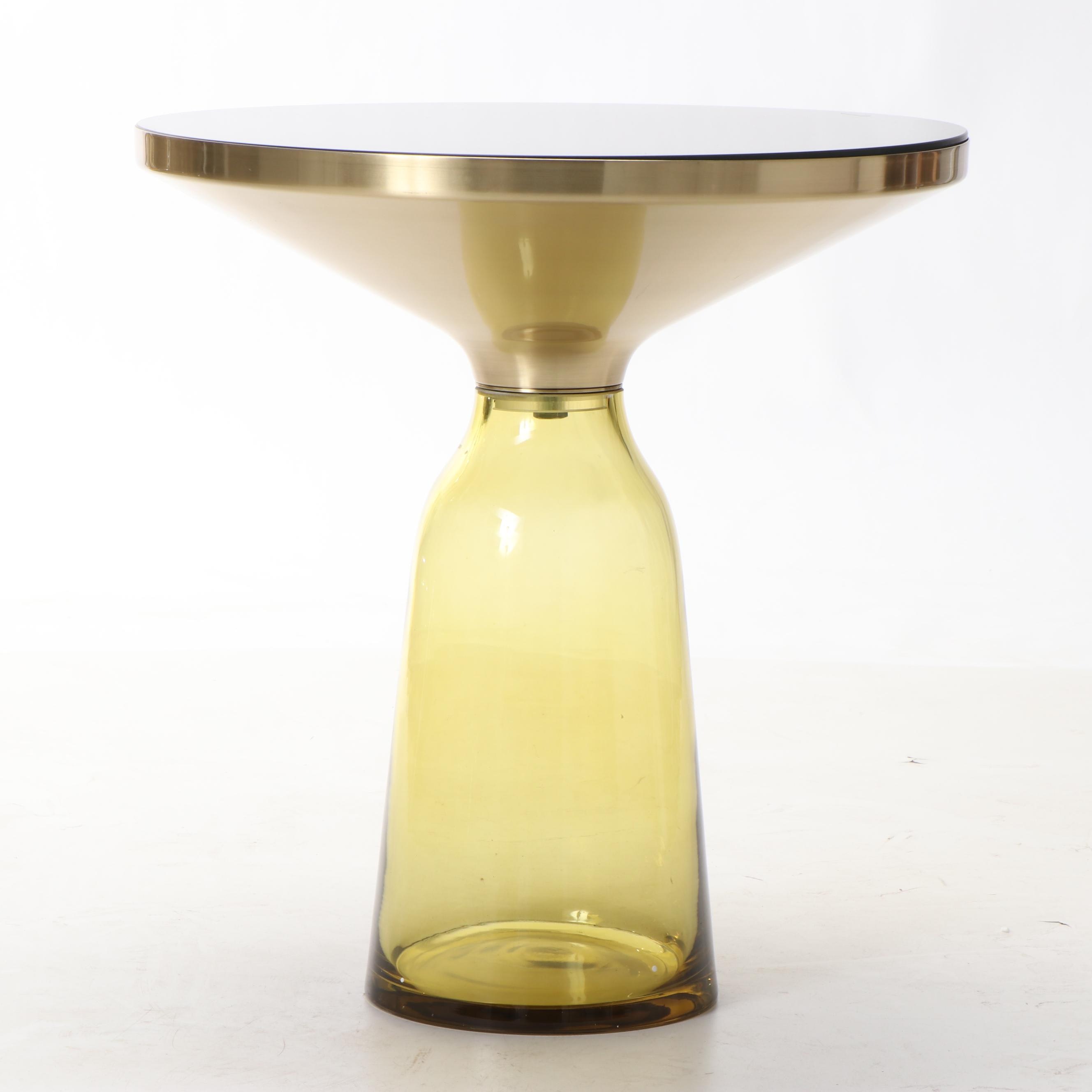 Modern Brass and Glass Side Table