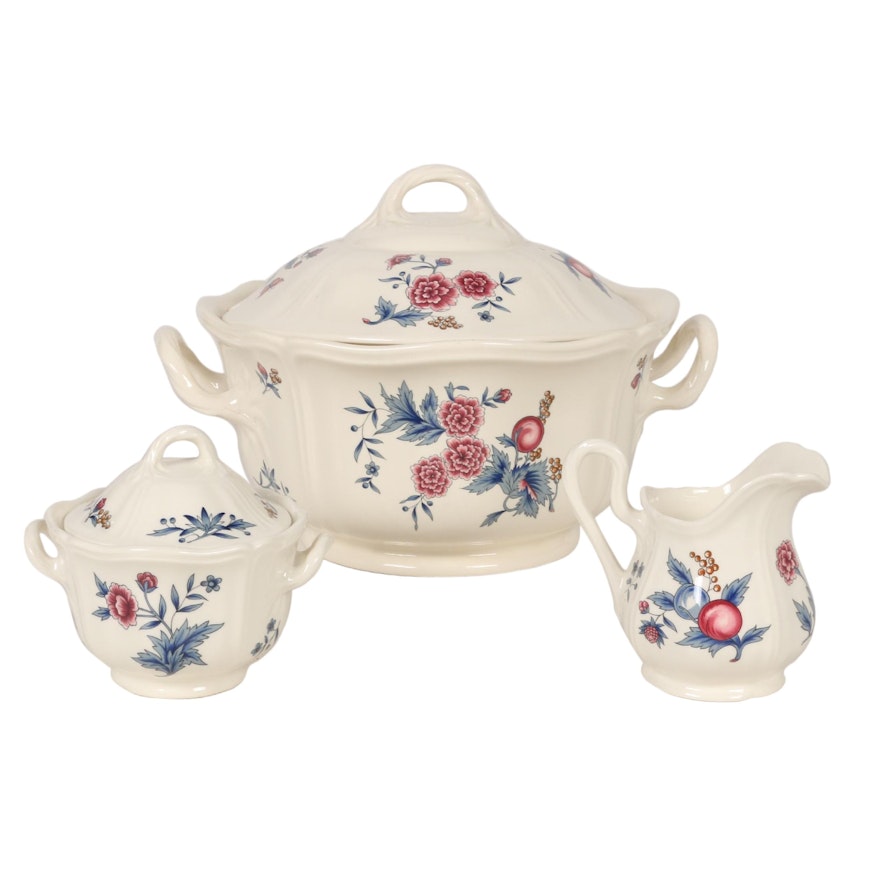 Wedgwood "Williamsburg Potpourri" Tureen, Sugar Bowl, and Creamer, 1956–1998