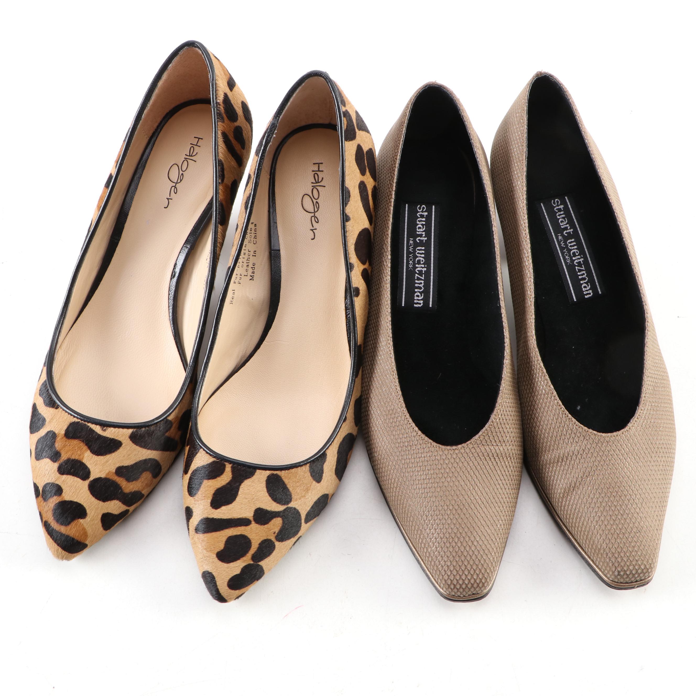 Halogen Payton Calf Hair Pumps and Stuart Weitzman Corniche Leather Heels