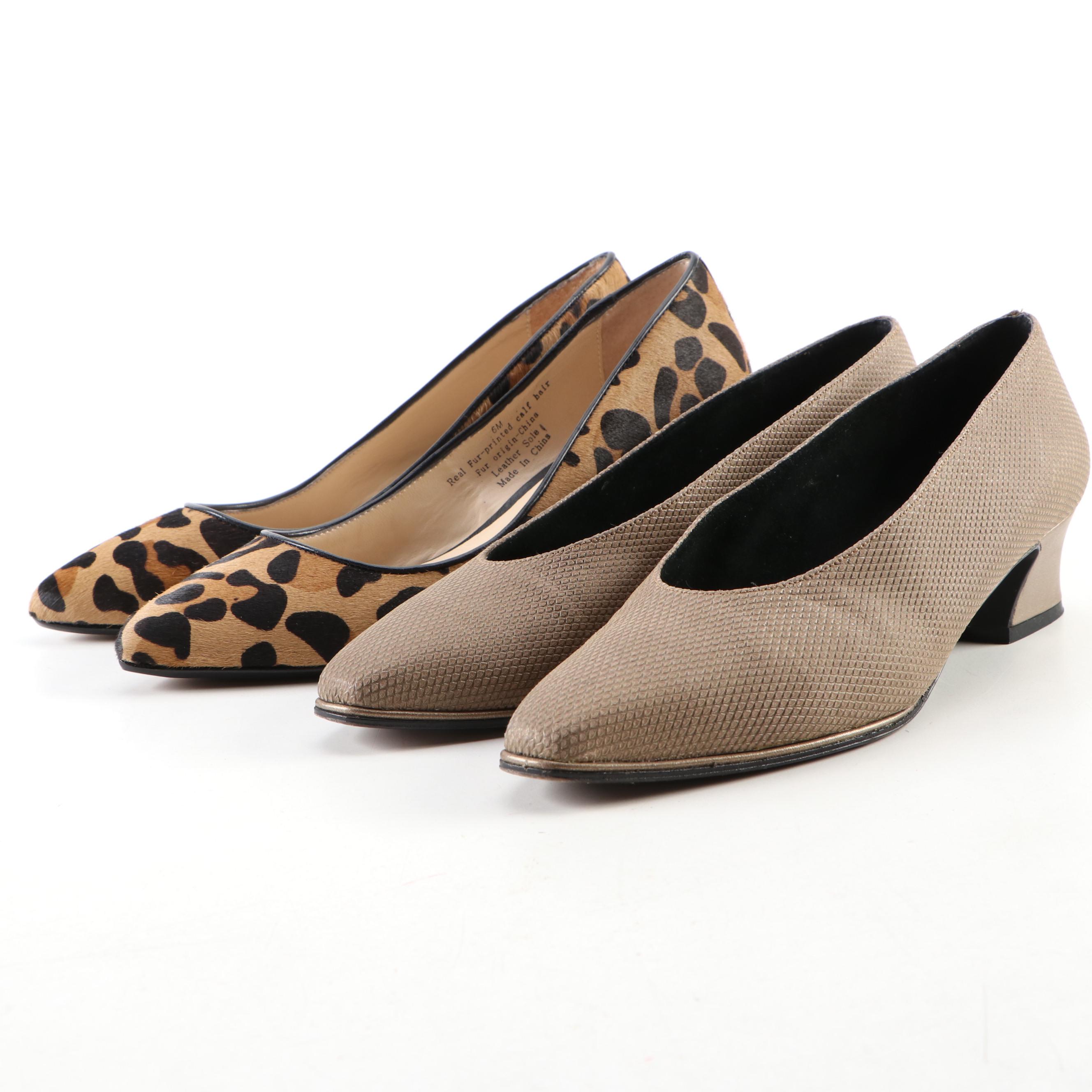 Halogen Payton Calf Hair Pumps and Stuart Weitzman Corniche Leather Heels