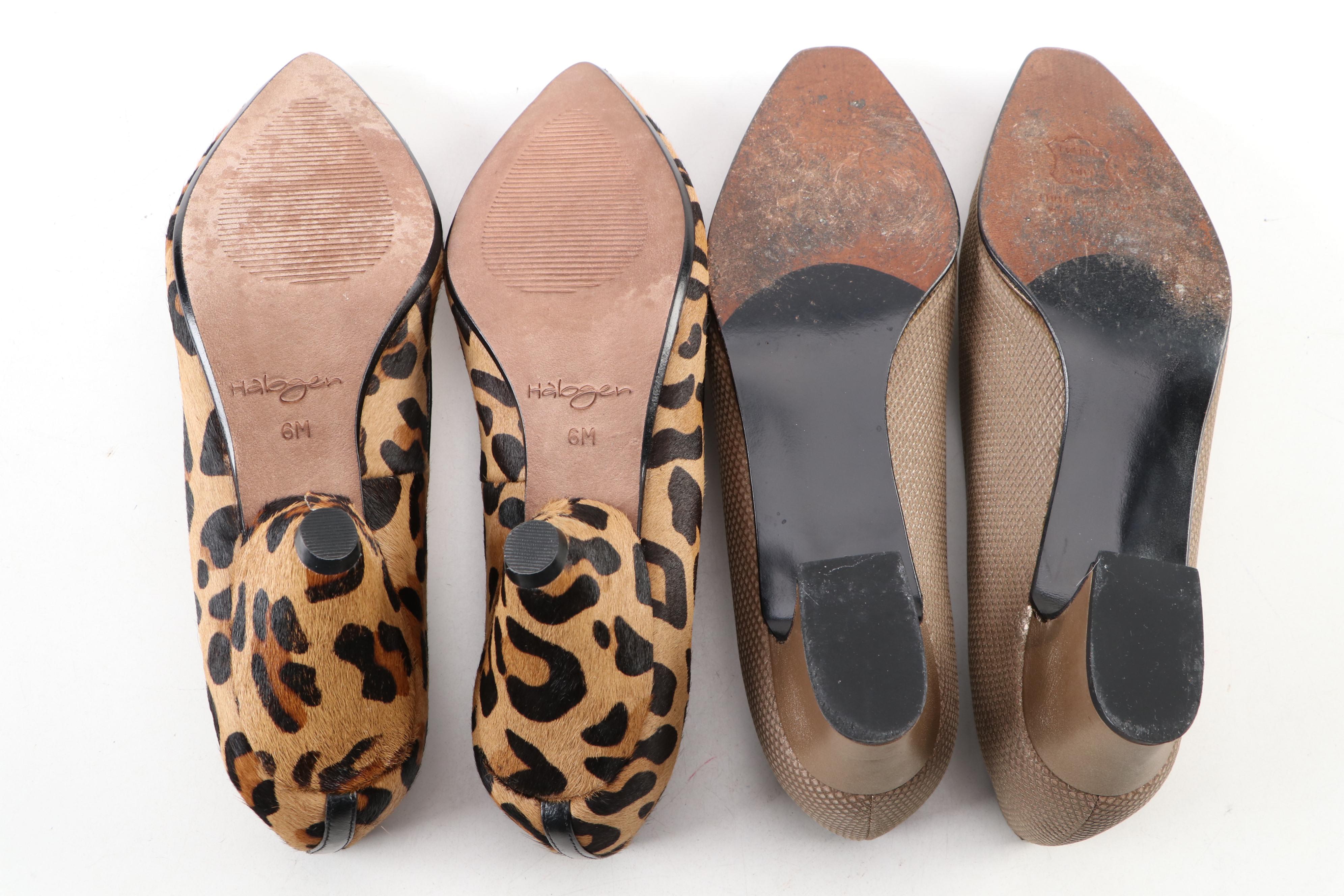 Halogen Payton Calf Hair Pumps and Stuart Weitzman Corniche Leather Heels