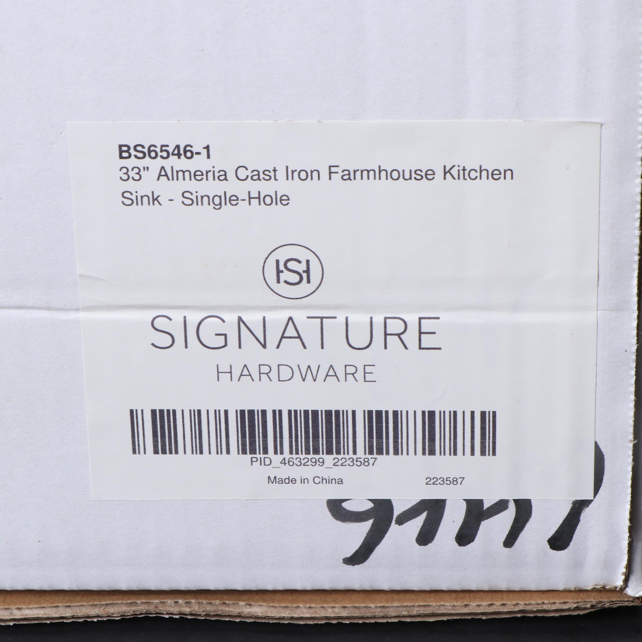 33" Almeria Enameled Cast Iron Farmhouse Kitchen Sink