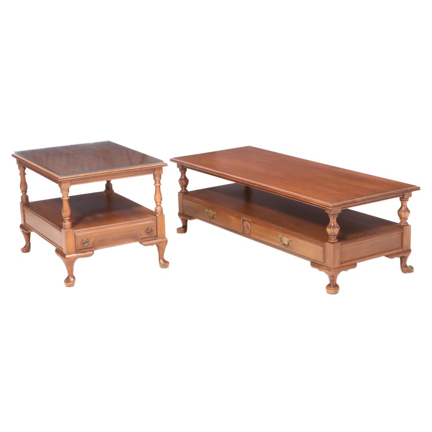 Pennsylvania House Queen Anne Style Cherrywood Coffee Table and Side Table