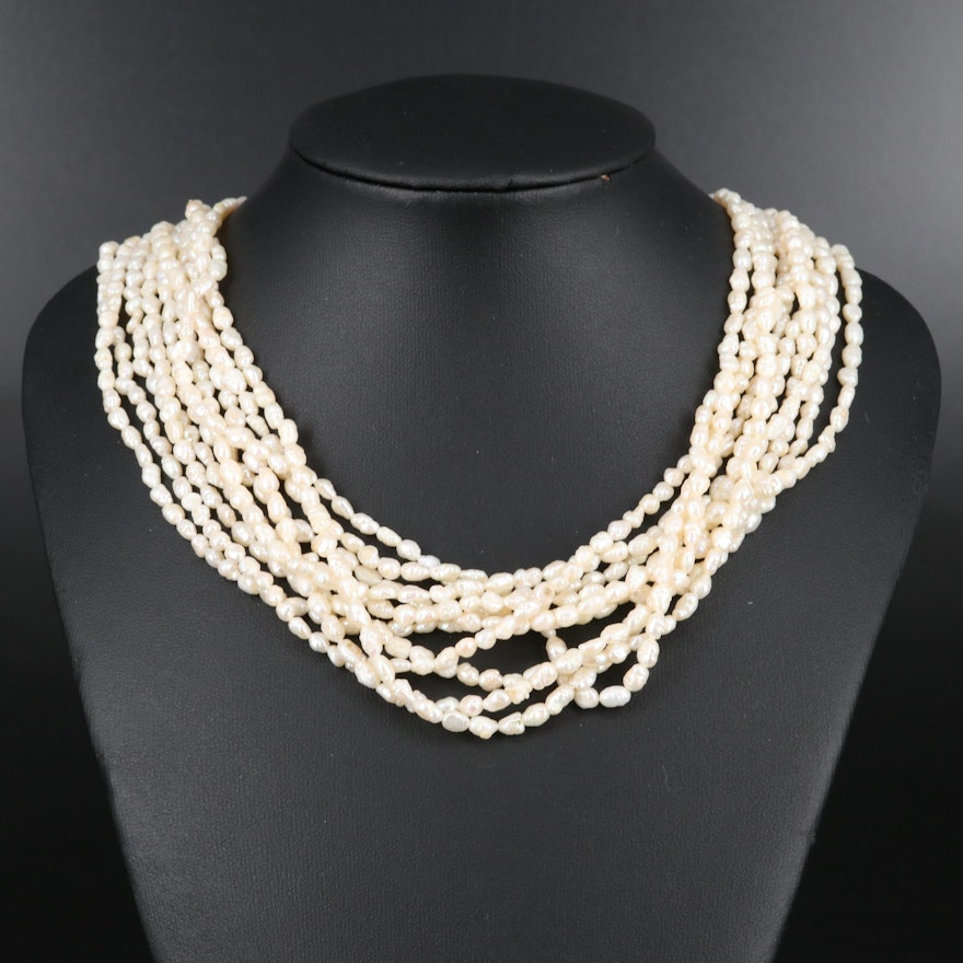 Pearl Torsade Necklace with 14K Clasp and Accents