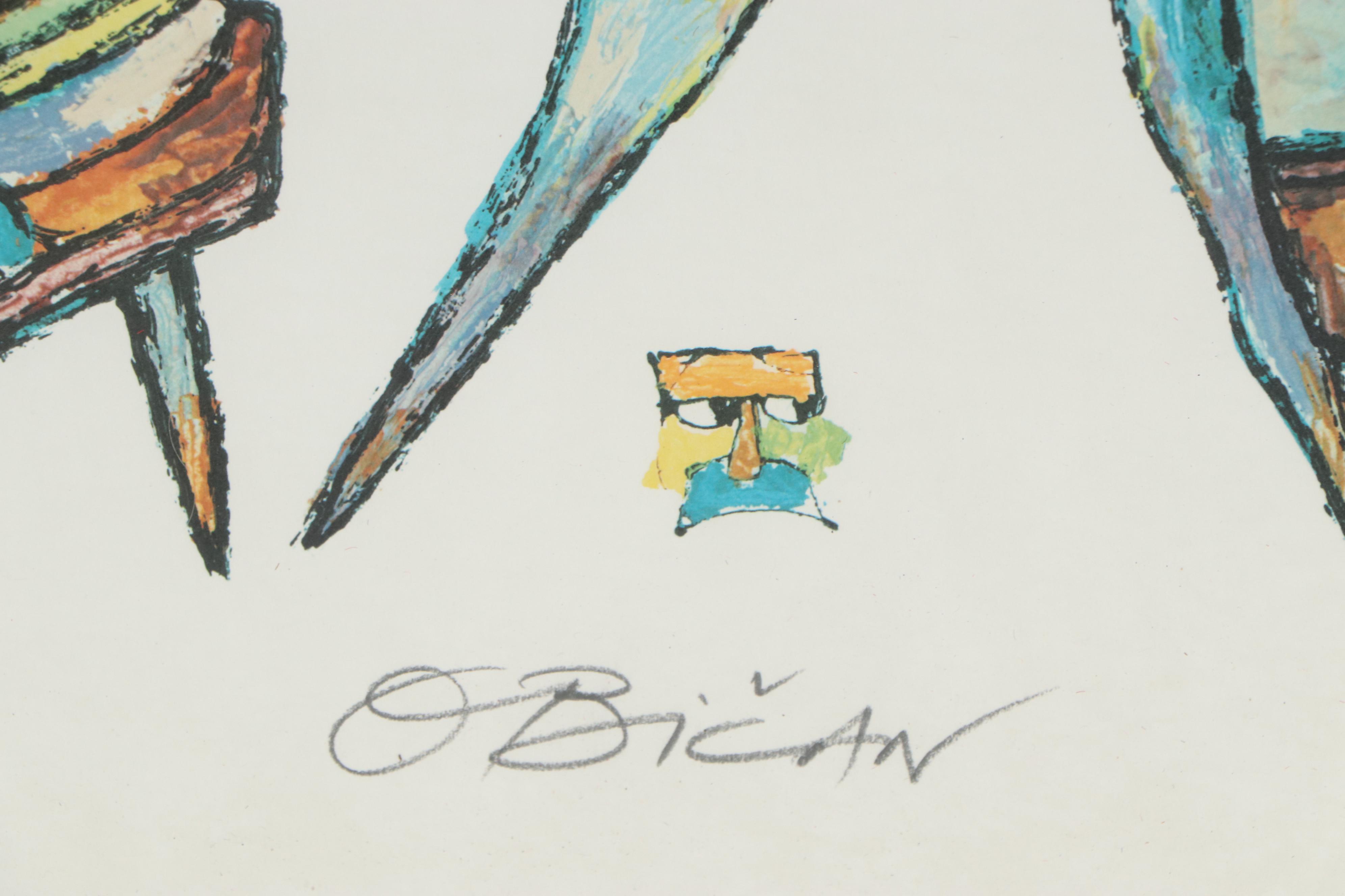 Jovan Obican Lithograph "Celebration," Mid-20th Century