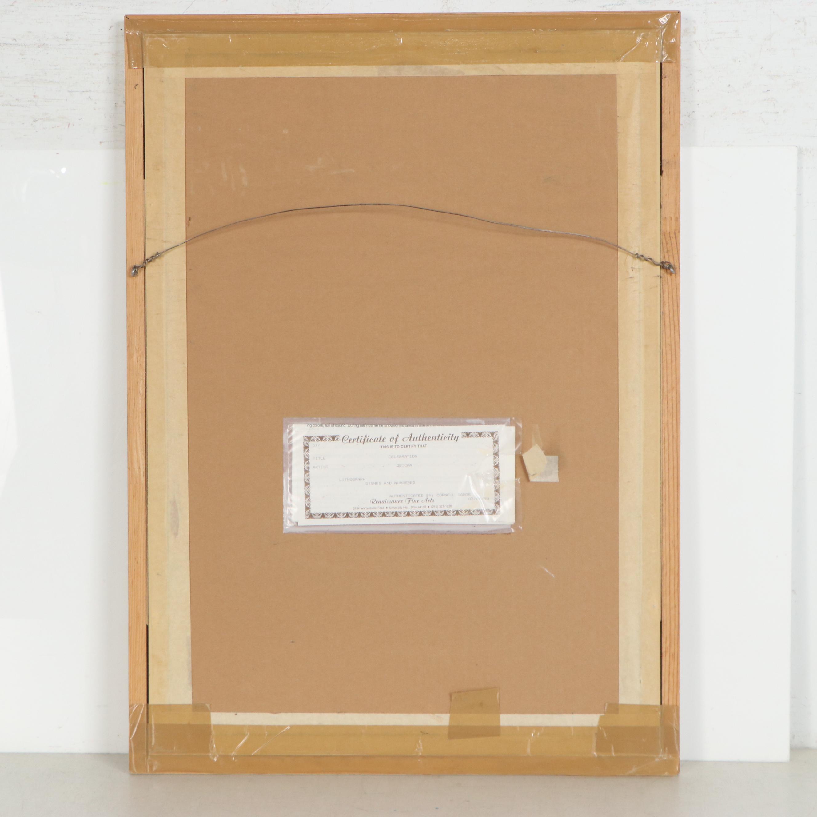 Jovan Obican Lithograph "Celebration," Mid-20th Century