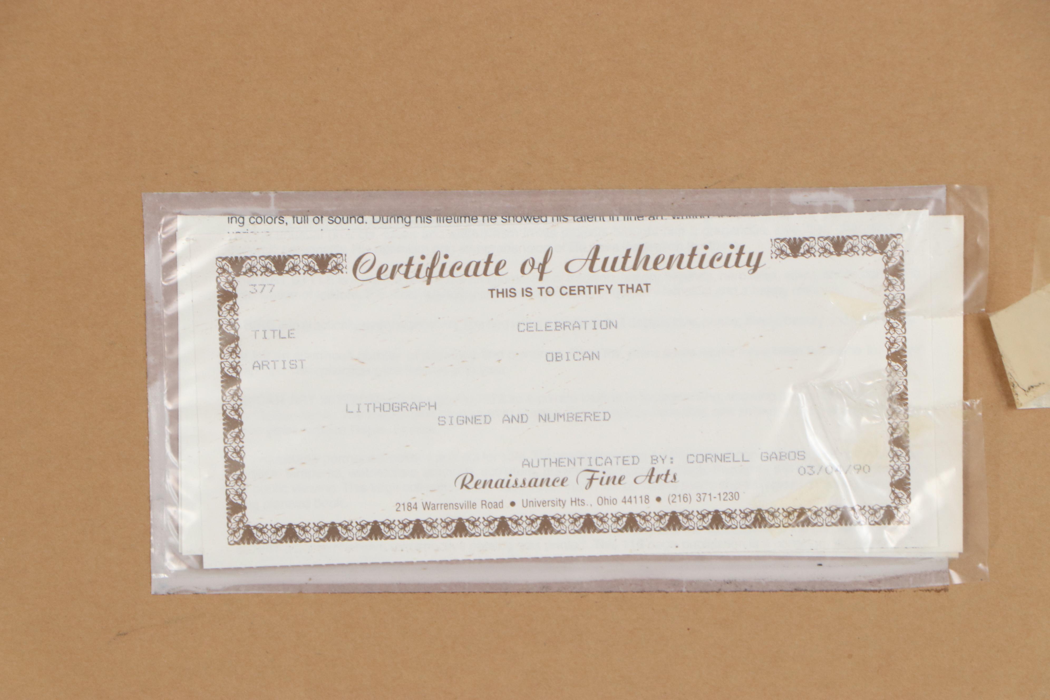 Jovan Obican Lithograph "Celebration," Mid-20th Century